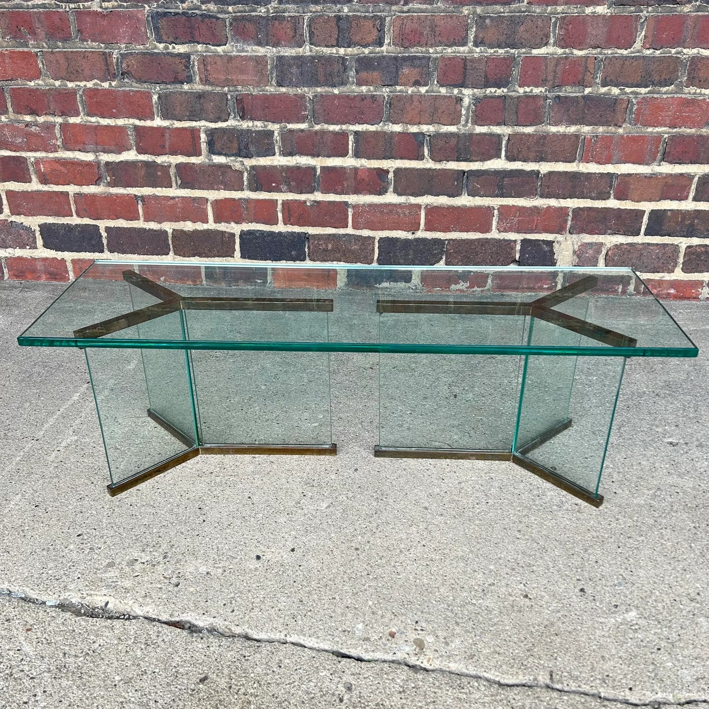 Pace Brass and Glass Coffee Table