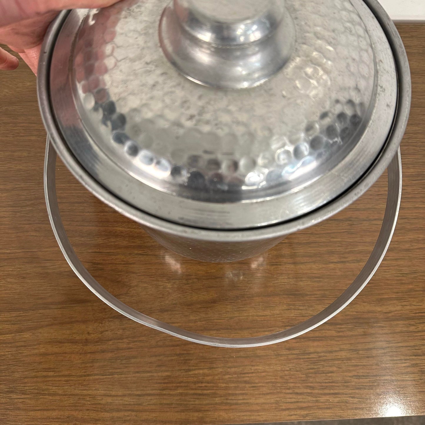 Mid-Century Modern Italian Hammered Aluminum Ice Bucket
