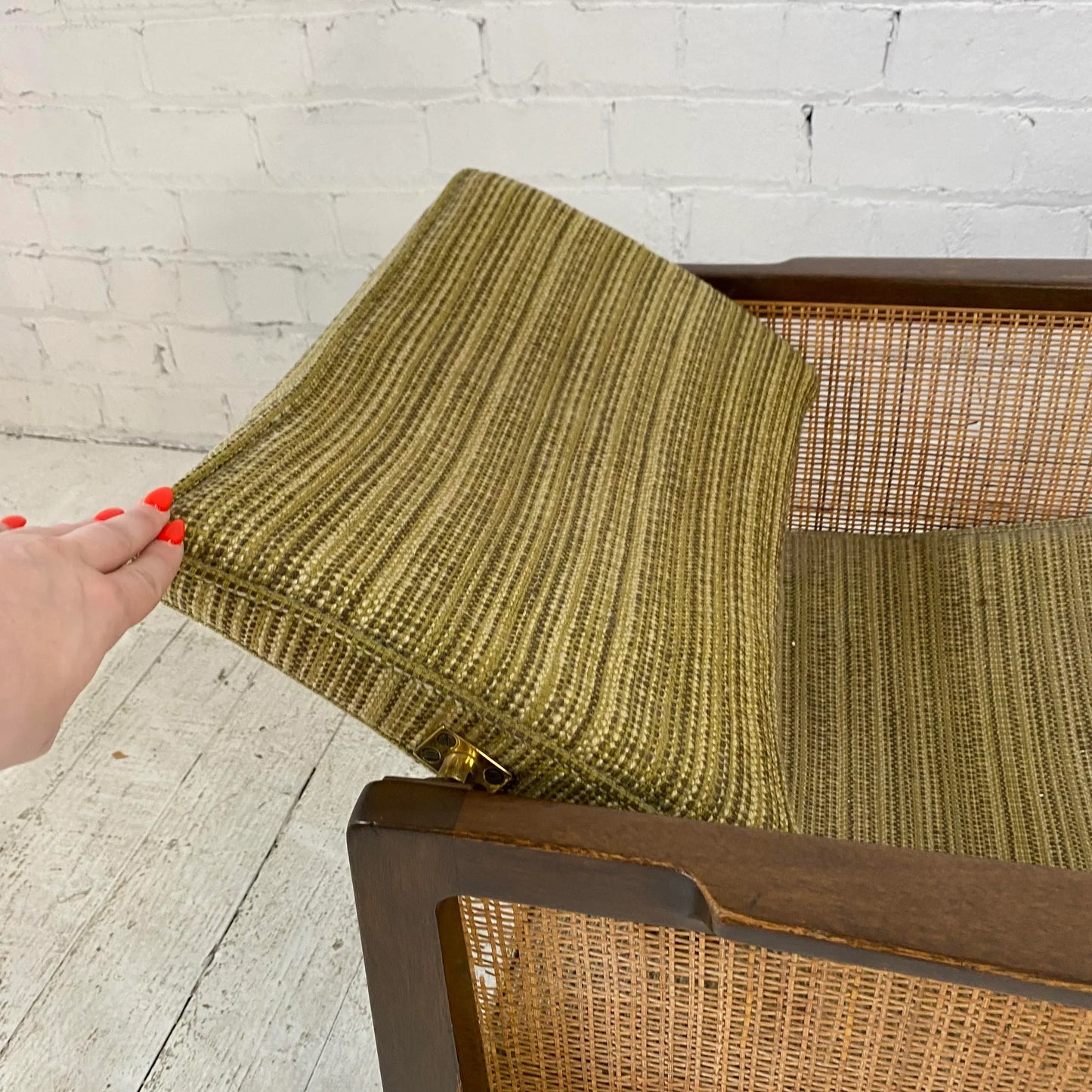 Pair of Cane Sided Lounge Chairs by Edward Wormley for Dunbar