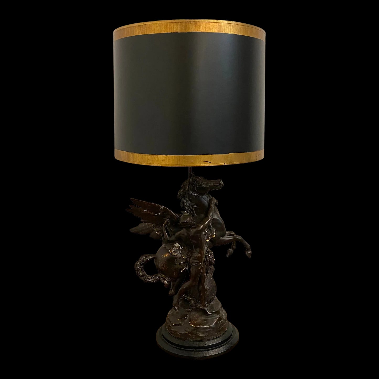 Emile Picault Bronze Sculpted Pegasus Lamp