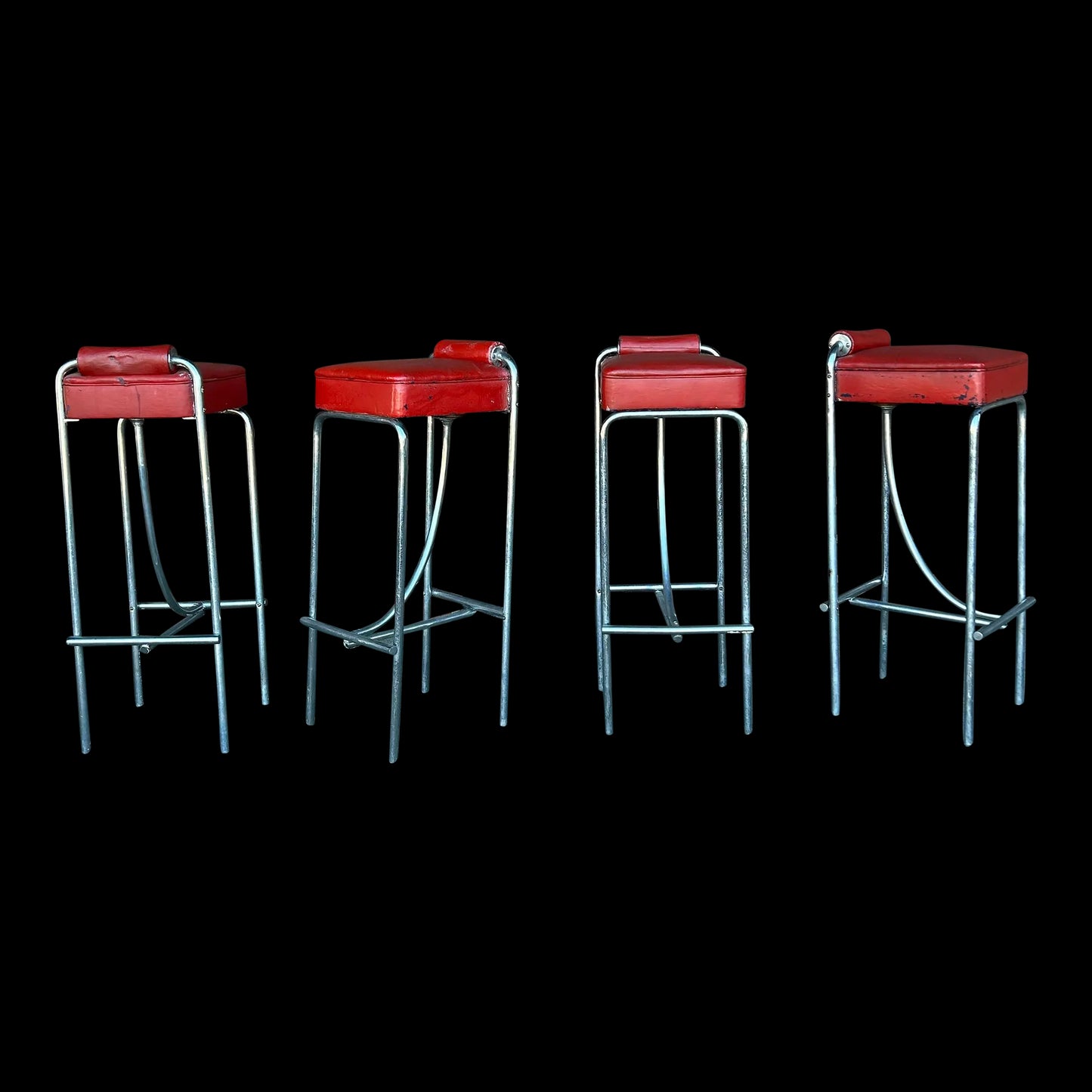 Set of 4 Art Deco Machine Age Bar Stools From Empire State Building