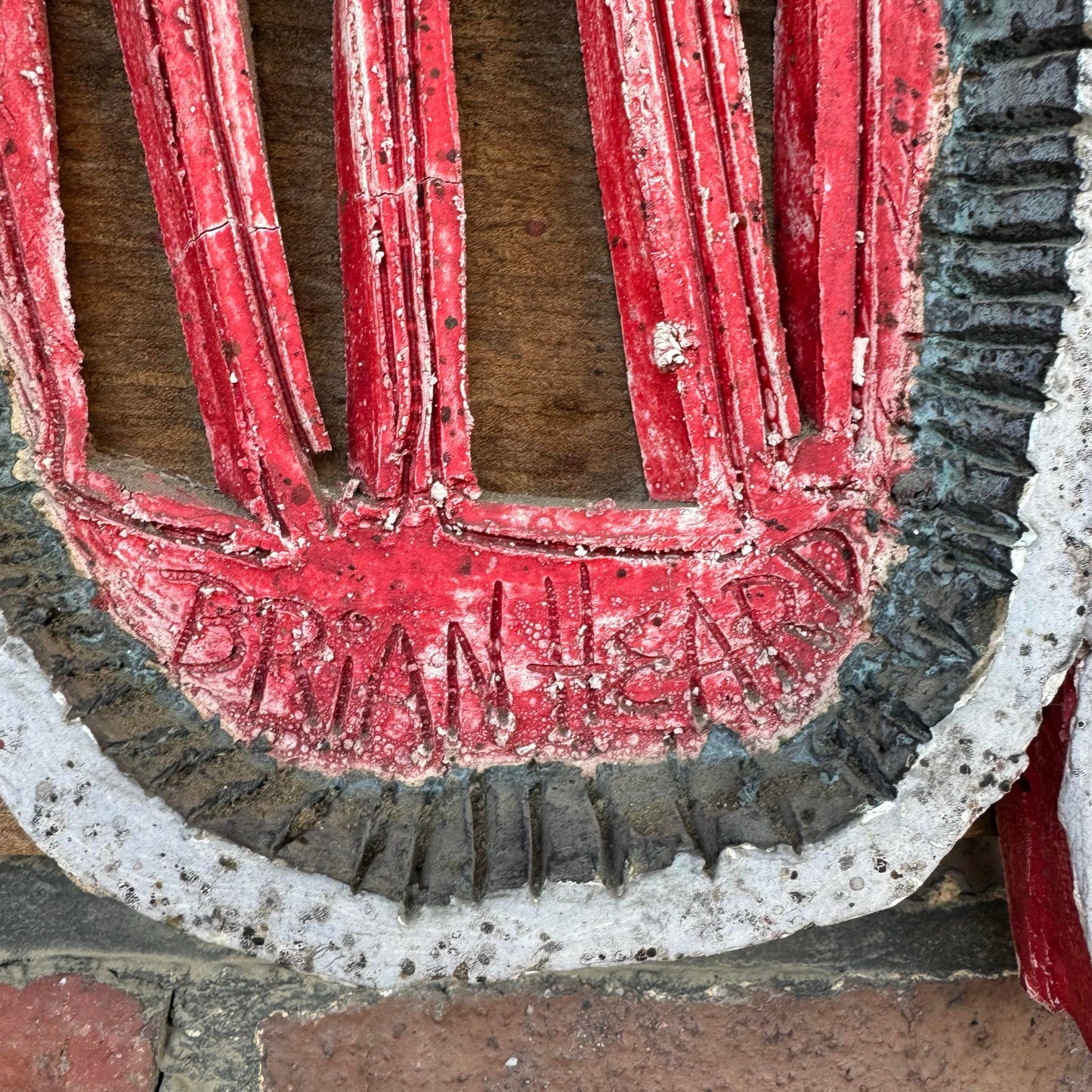 Ceramic Abstract Sculpture Mounted on Wood by Brain Heard Wall Art