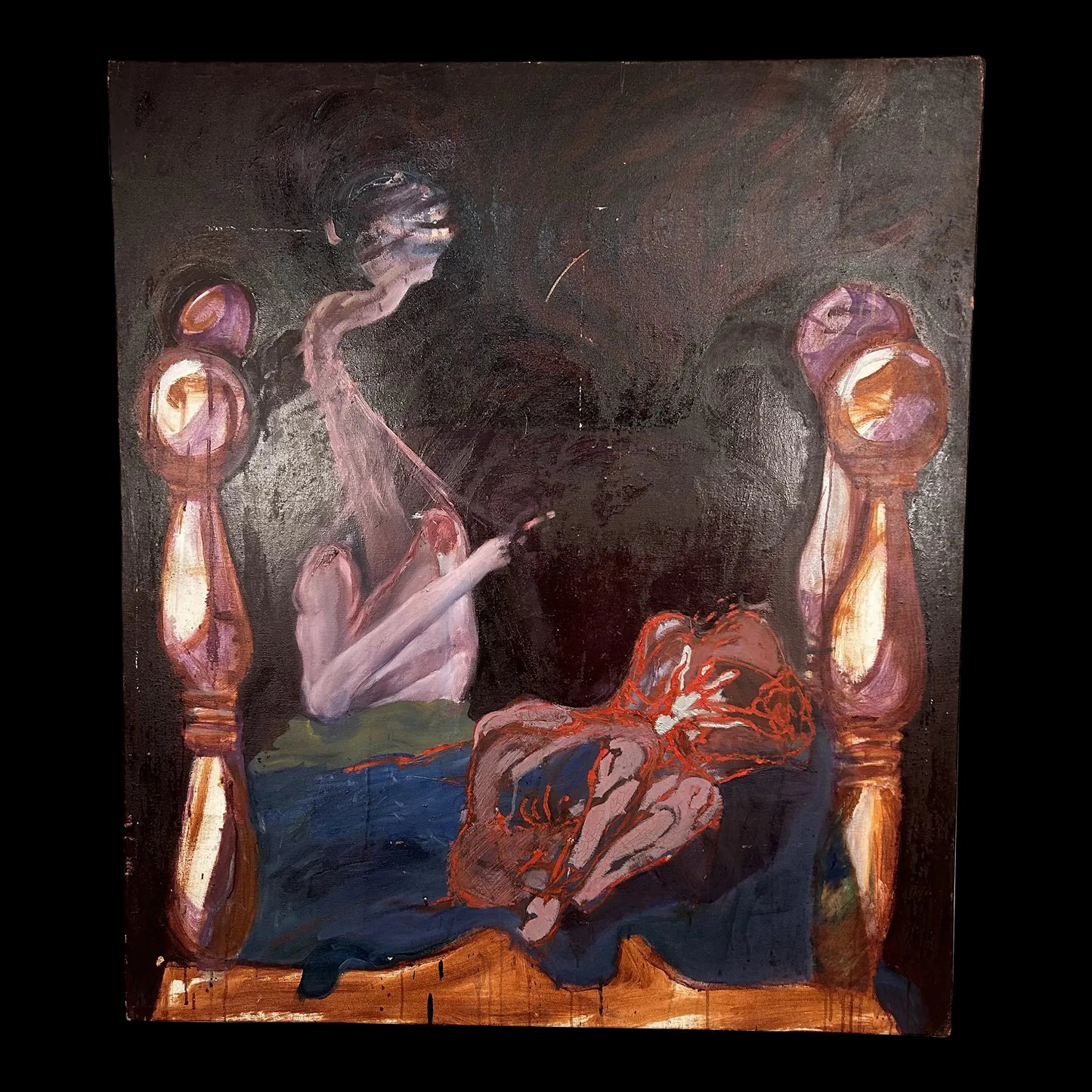 Dark and Moody Painting Bedroom Scene Purples Blue Red