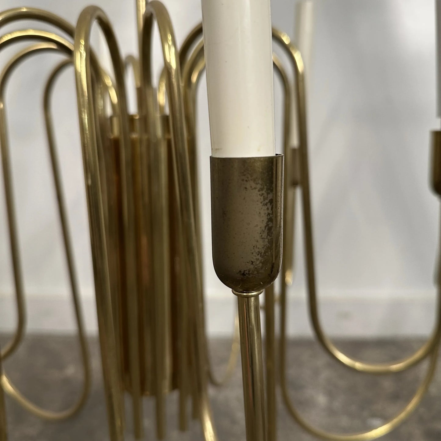 Mid Century Modern Tommi Parzinger Style Brass Chandelier by Lightolier