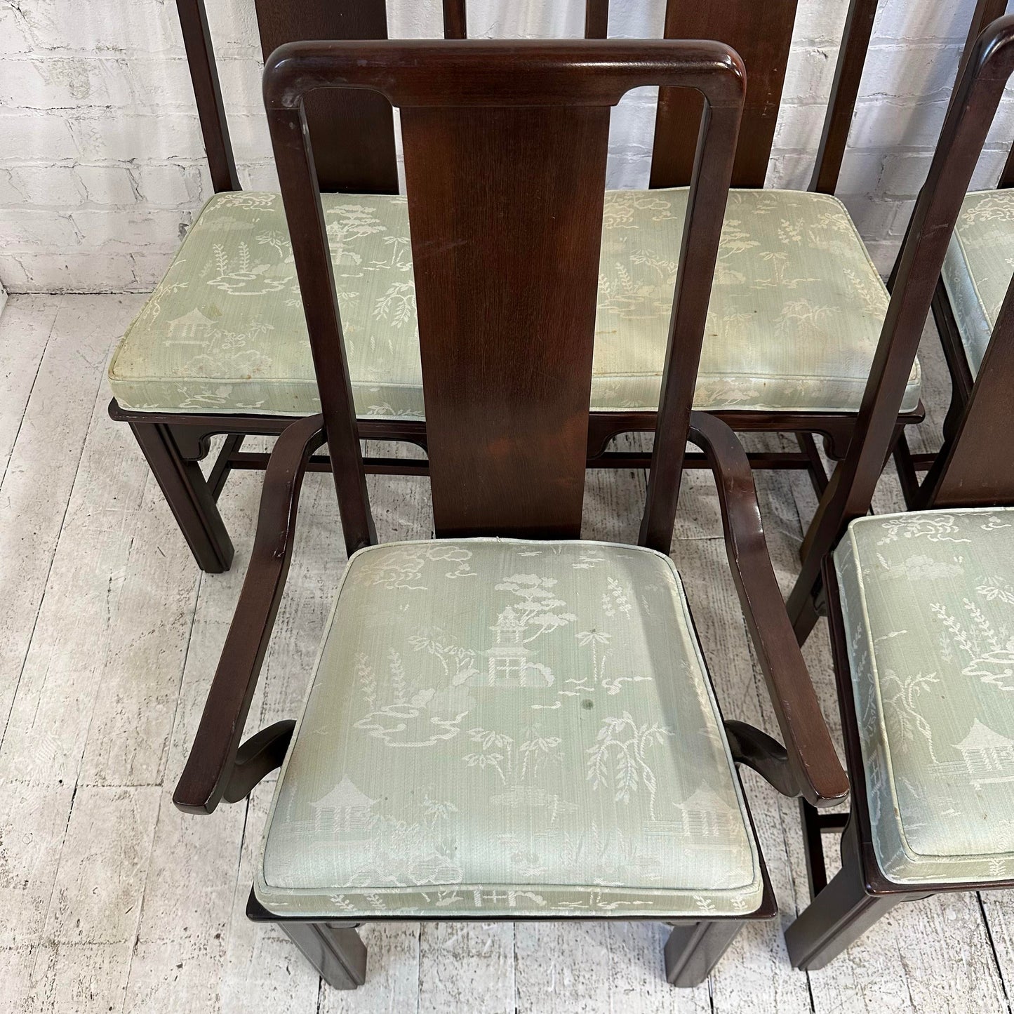 Set of 8 Chromecraft Asian Style Dining Chairs