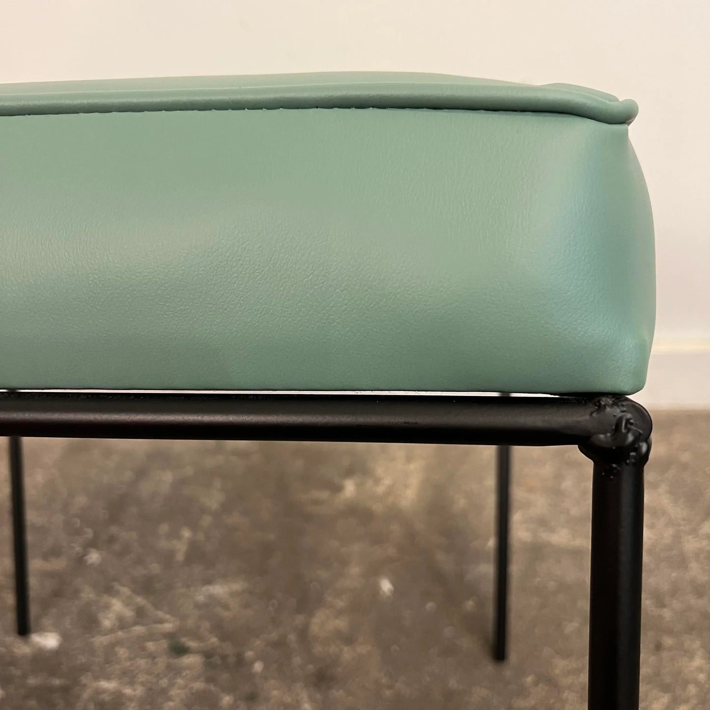 Paul McCobb Style Ottoman Teal Leatherette Vinyl