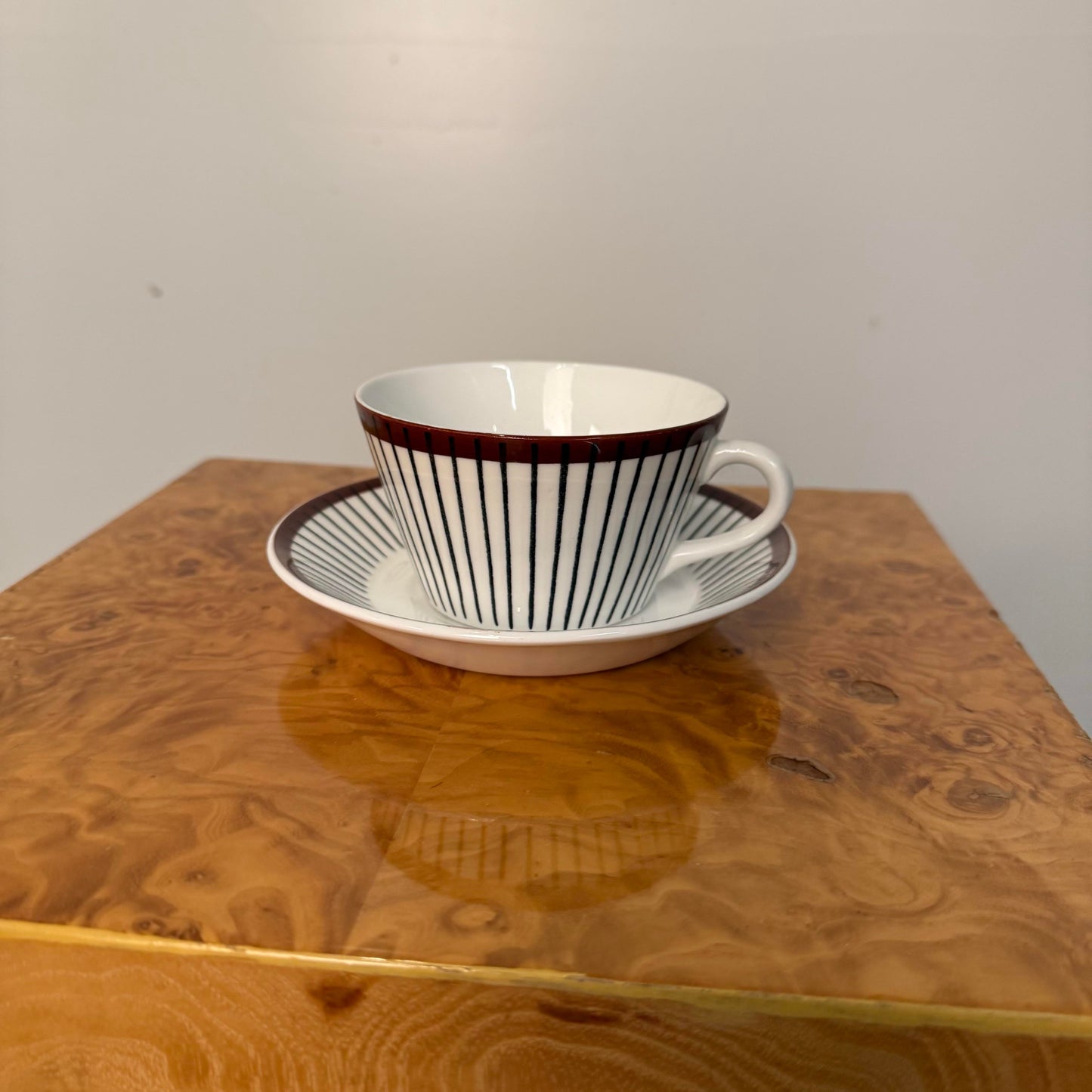 Stig Lindberg "Spisa Ribb" Coffee Cup With Saucer - Swedish Vintage Design From Gustavsberg, Sweden