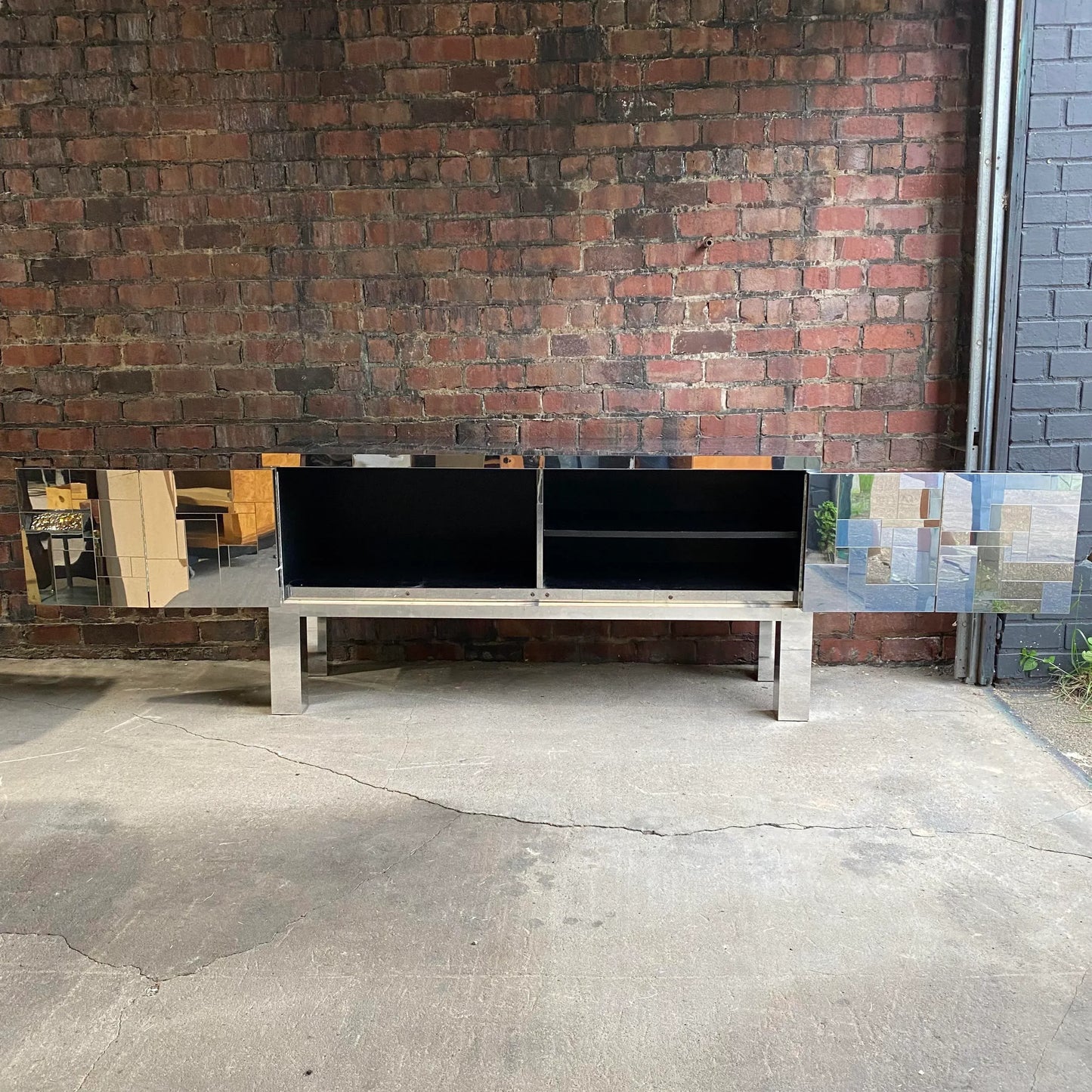 Vintage Paul Evans Style Wall Mount Floating City Scape Credenza