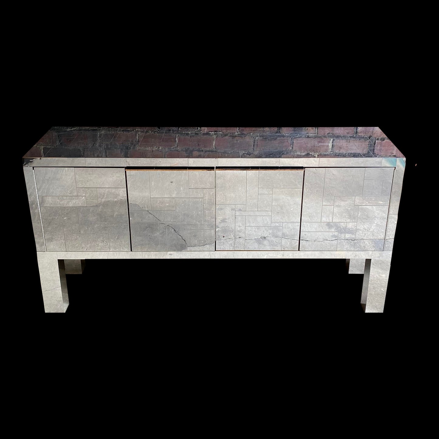 Vintage Paul Evans Style Wall Mount Floating City Scape Credenza