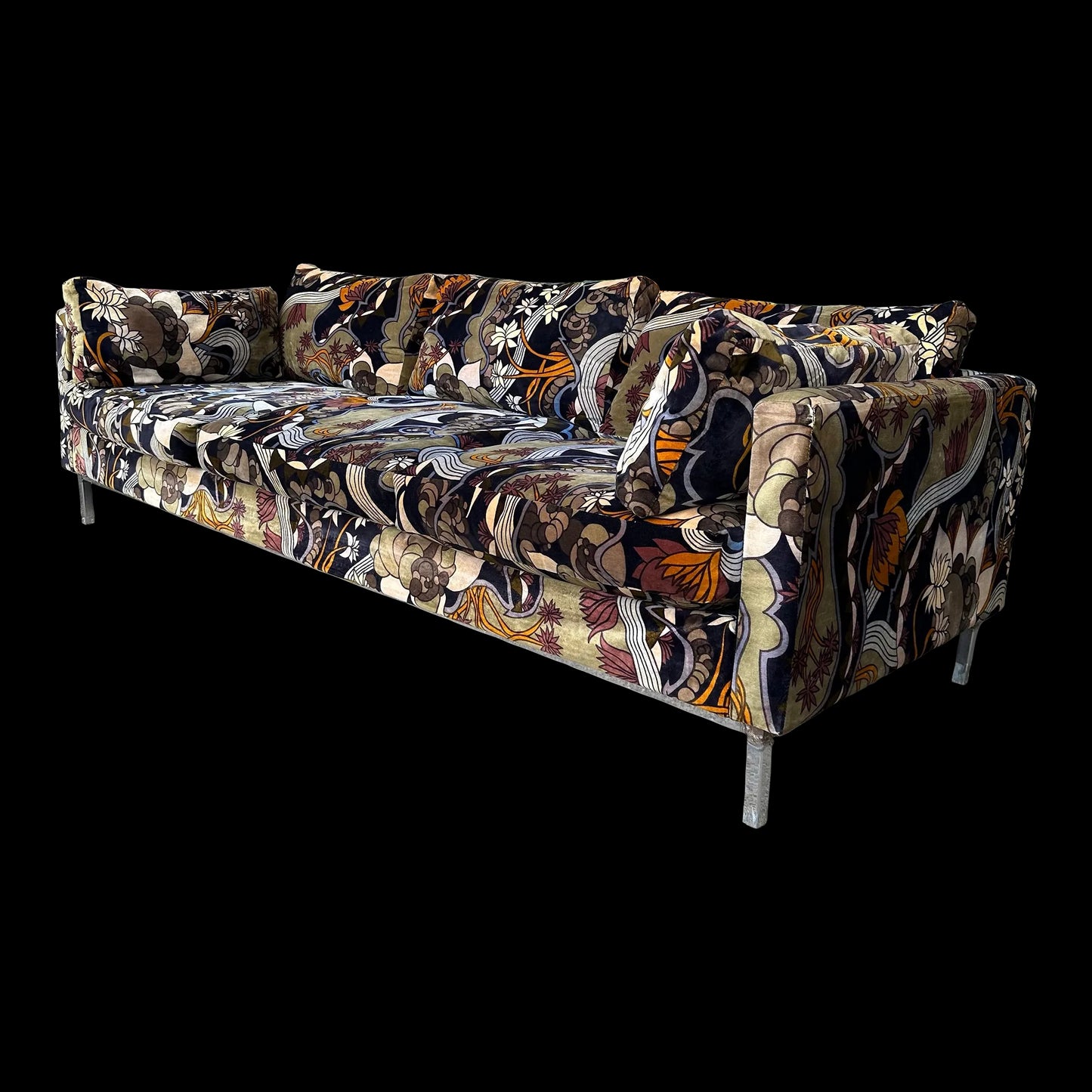 Adrian Pearsall for Craft Associates Sofa With Jack Lenor Larsen Fabric