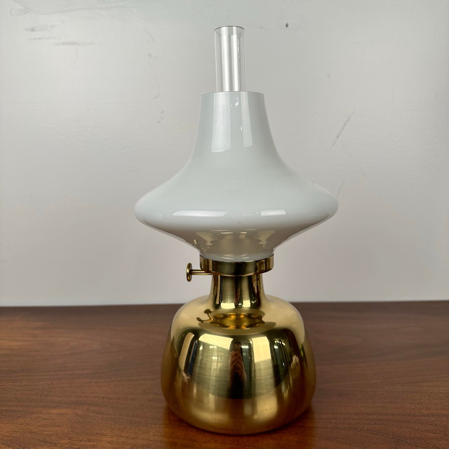 Drastic New Danish Louis Poulsen & Co. Petronella Oil Lamp by Henning Koppel Glass and Brass