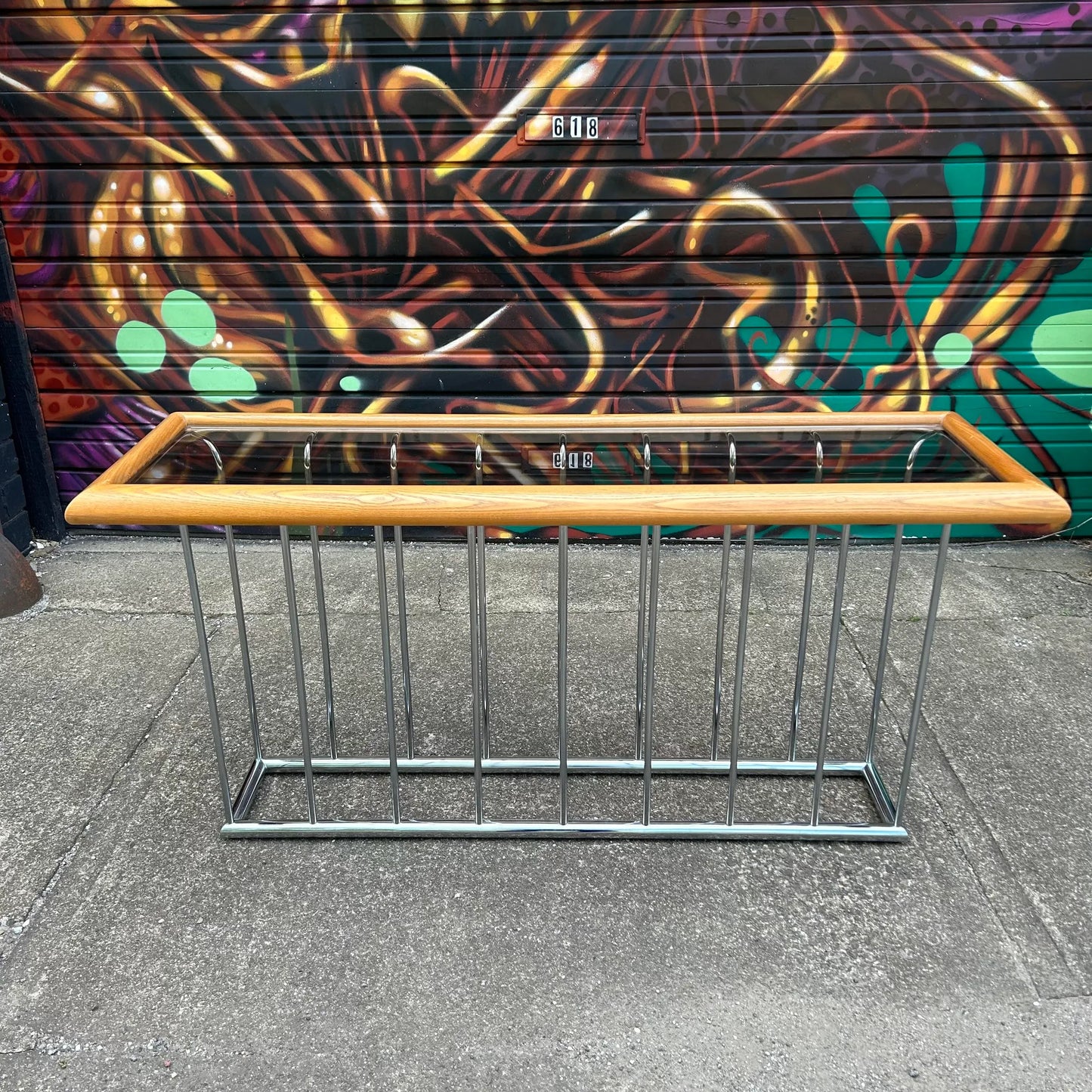 Milo Baughman Style Smoked Glass Console Table