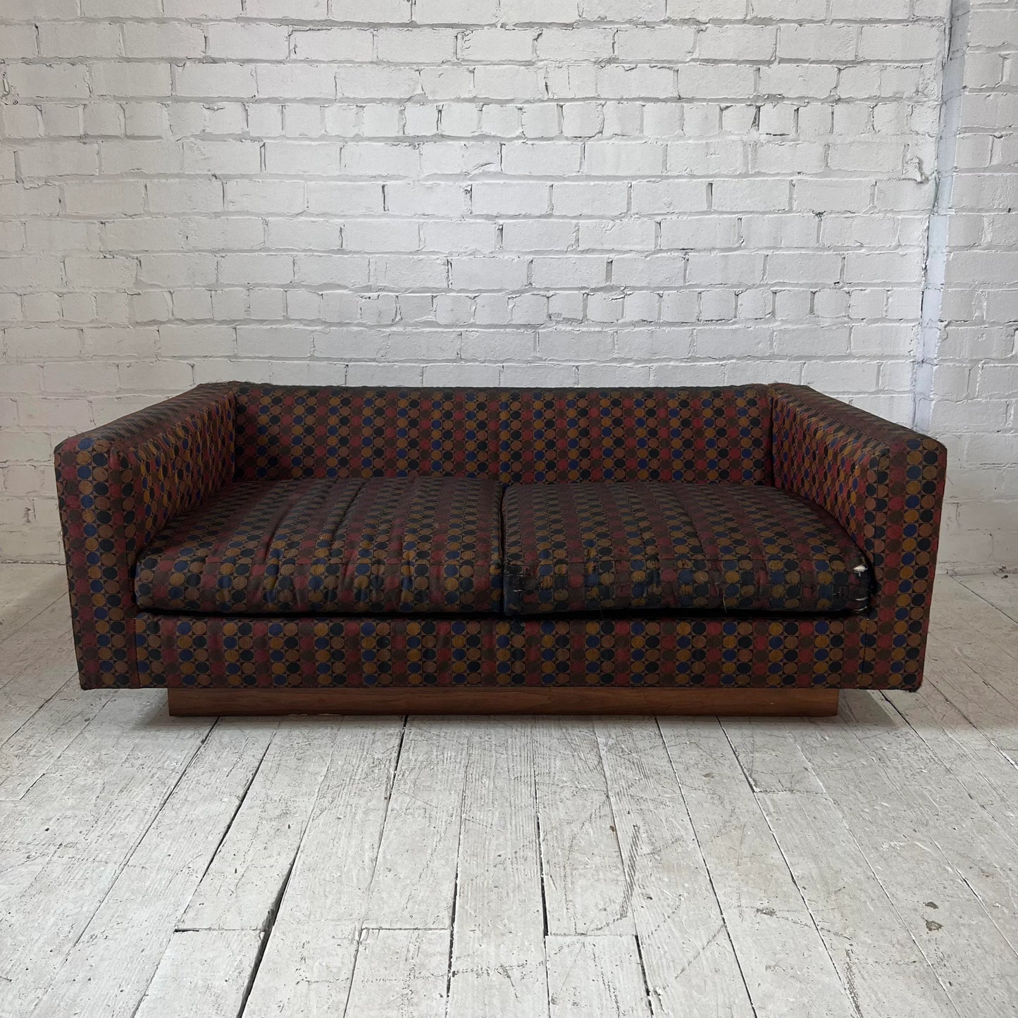 Edward Wormley for Dunbar Walnut Platform Sofa Loveseat