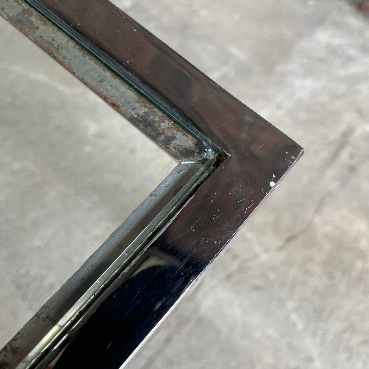 Vintage Chrome Square Coffee Table Milo Baughman Style.