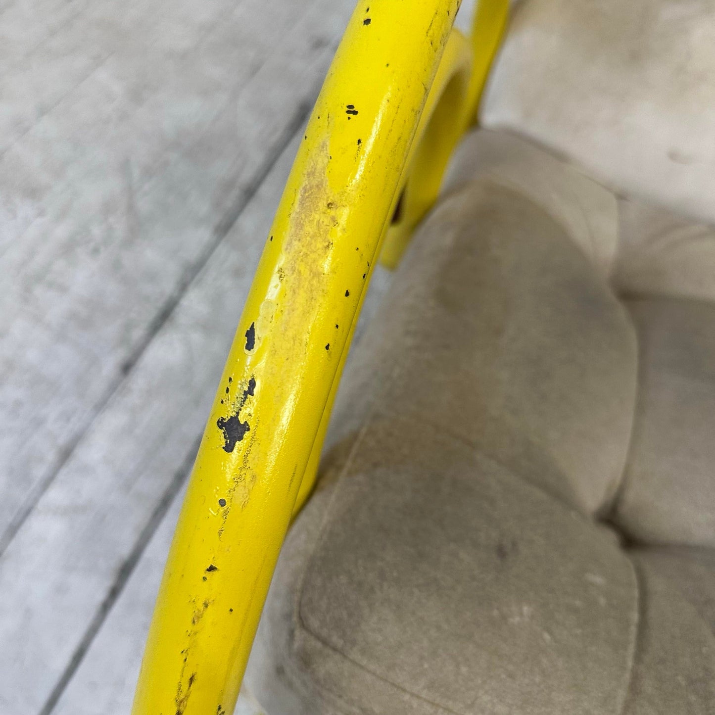 Yellow Metal Framed Rocking Chair Arthur Umanoff Style of Thonet