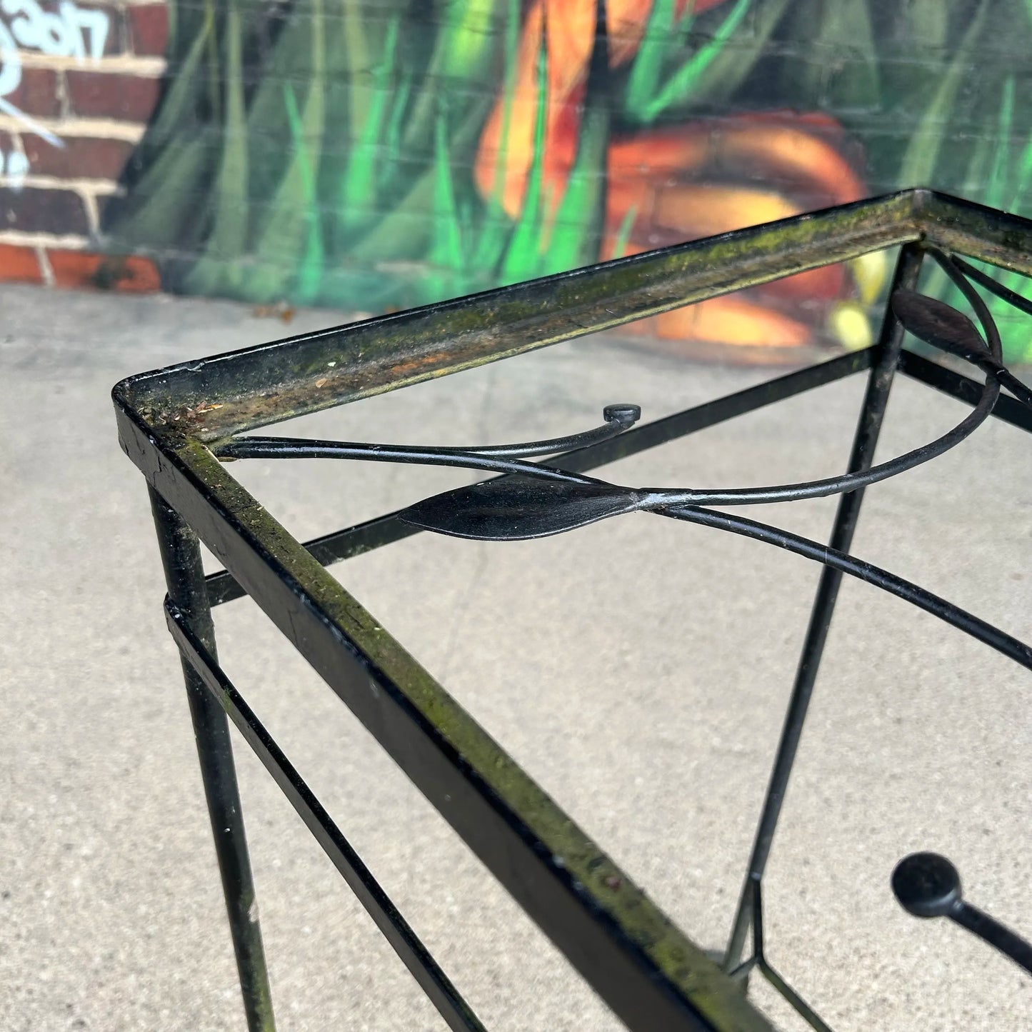 1950s Salterini Outdoor Patio Iron Tall Side Table, Attributed