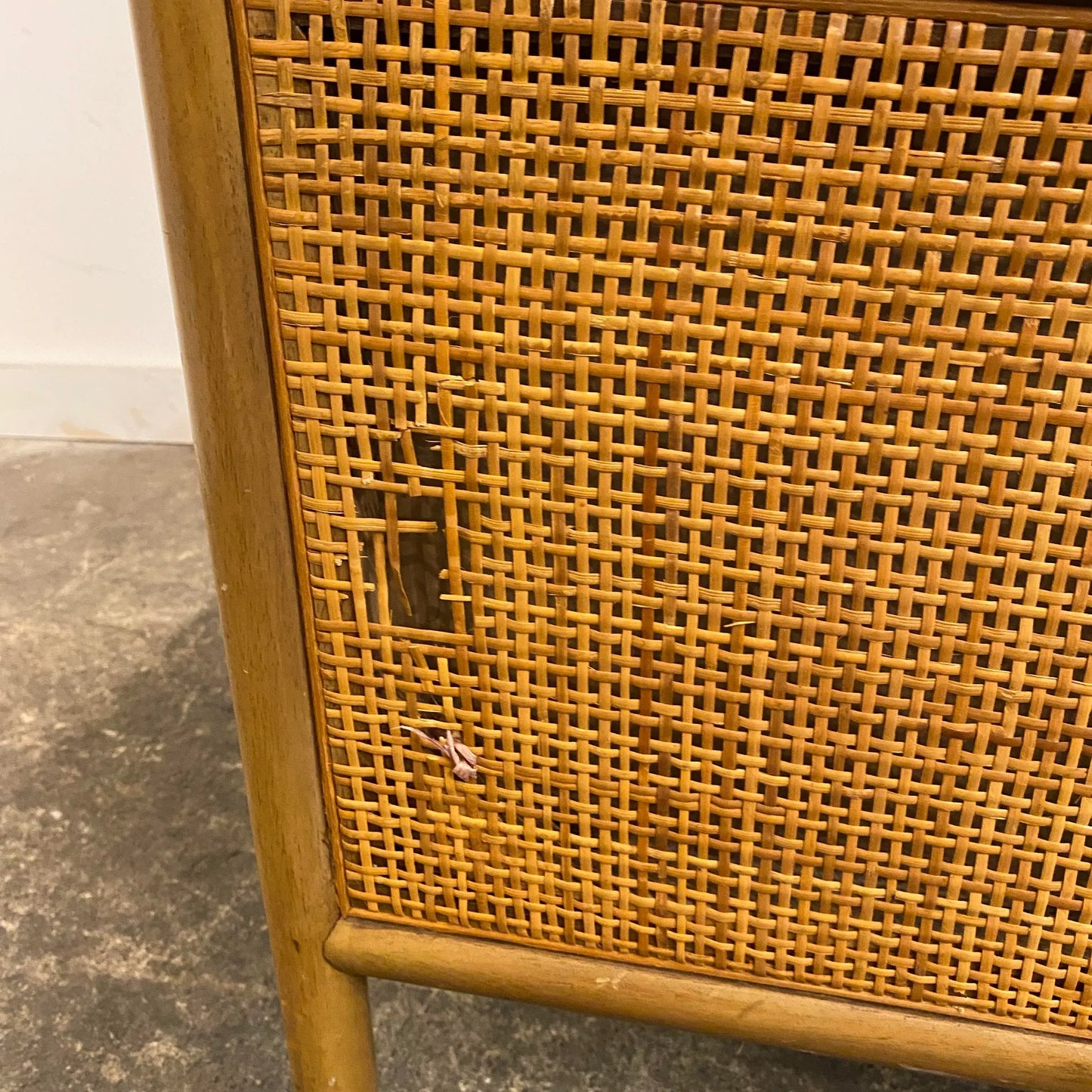 Vintage Pair of TH Robsjohn-Gibbings Cane-Sided Club Chairs Midcentury Modern