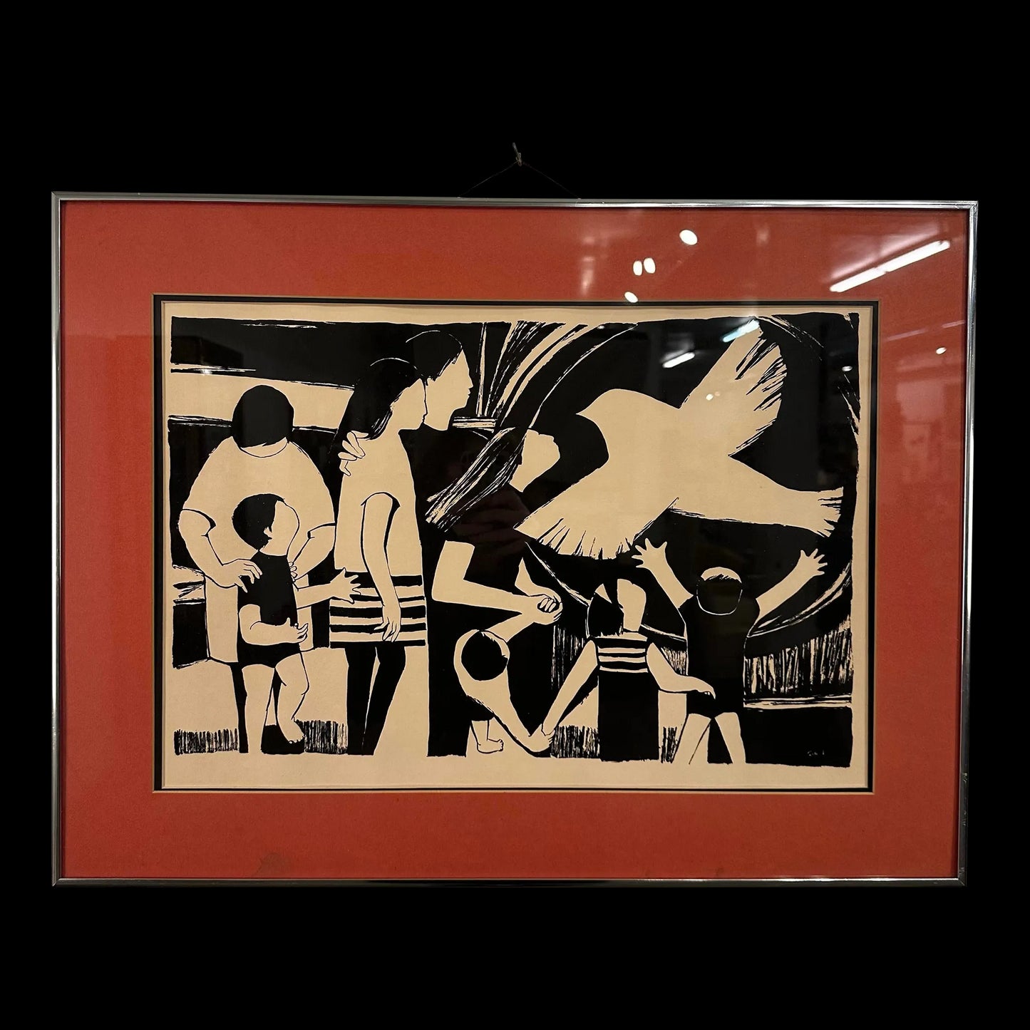 Unknown Artist Woodcut Print Dove