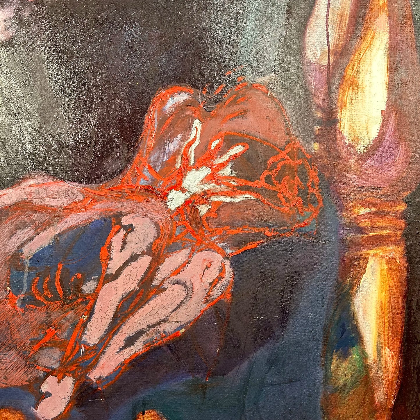 Dark and Moody Painting Bedroom Scene Purples Blue Red