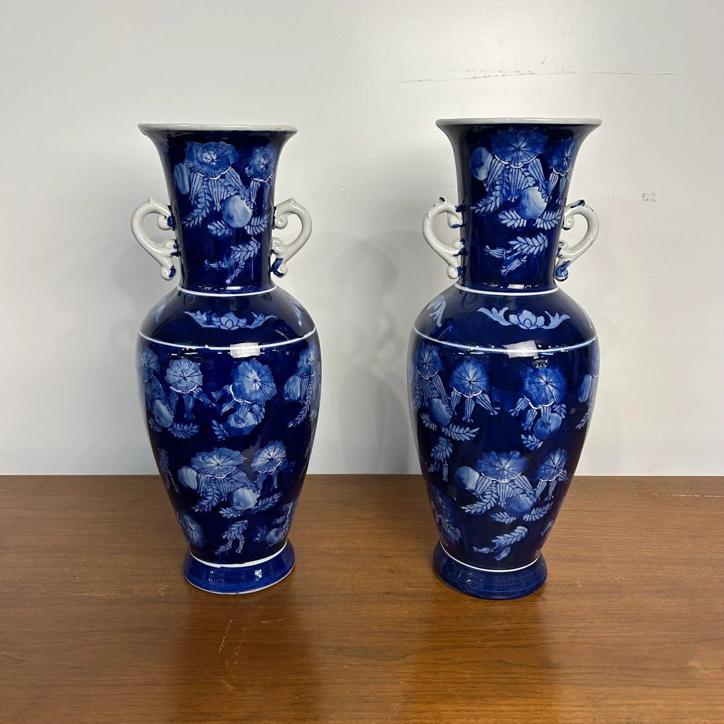 Pair of Blue Ceramic Vases