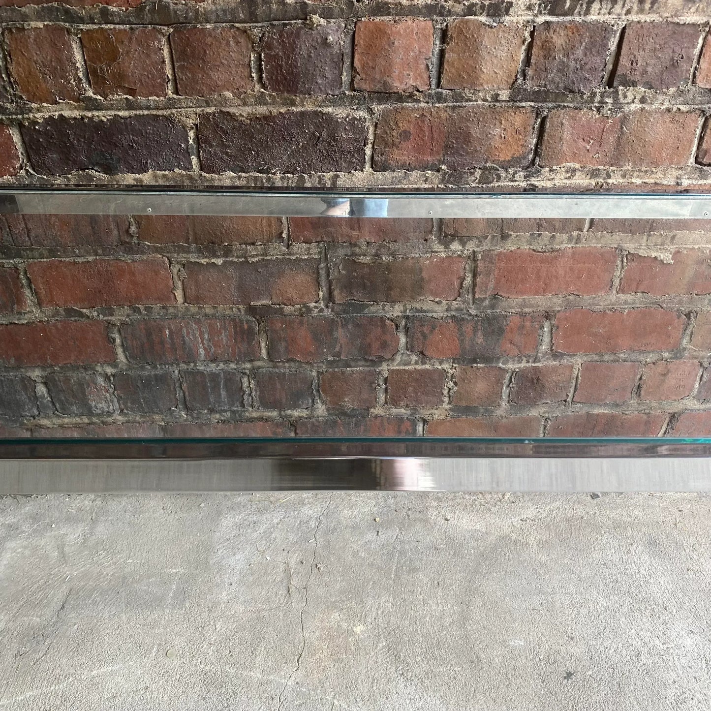 Vintage Chrome Long Side Table In the Style of Milo Baughman