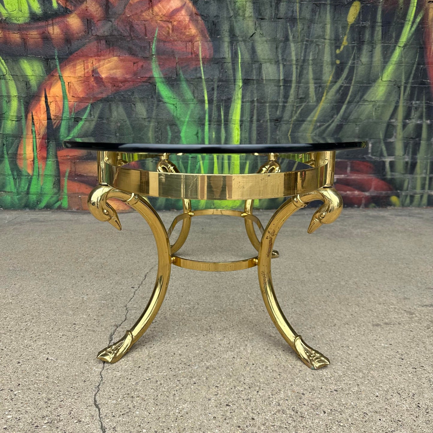 Vintage Italian Swan Head Oval Coffee Table in the Style of LaBarge