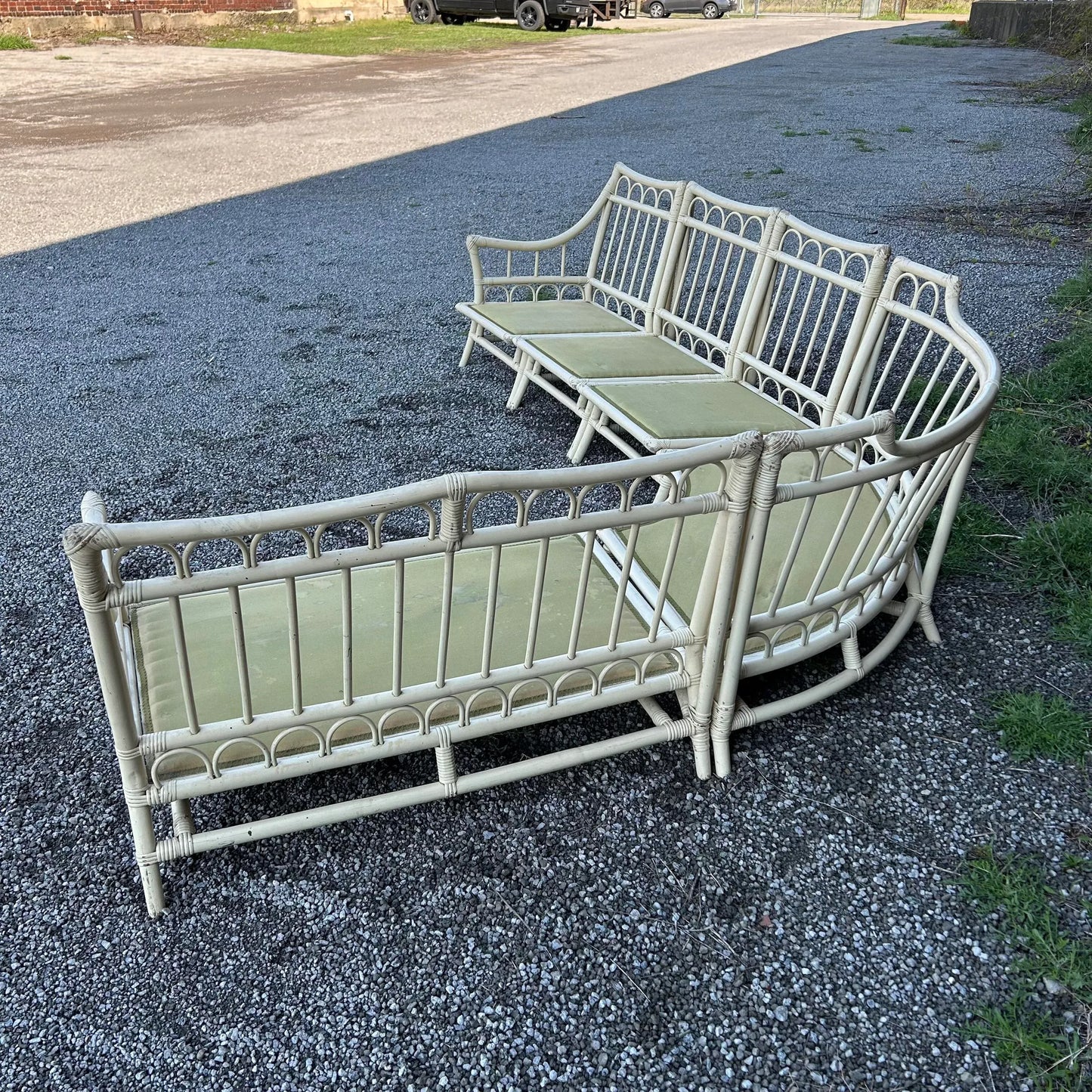 Vintage Tommi Parzinger and Henry Olko for Willow and Reed Rattan Bamboo Sectional