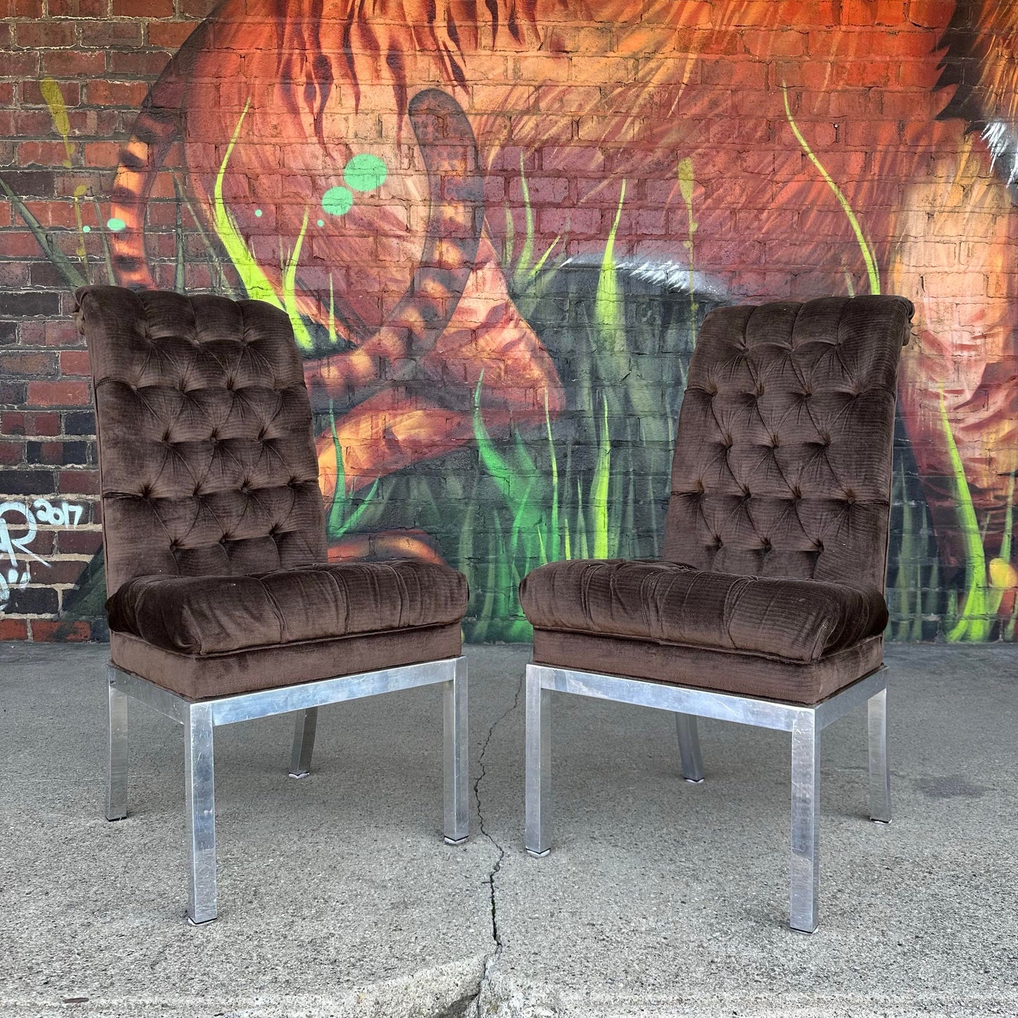 Set of Six Vintage Dia Style Dining Chairs Mid Century Modern Aluminum