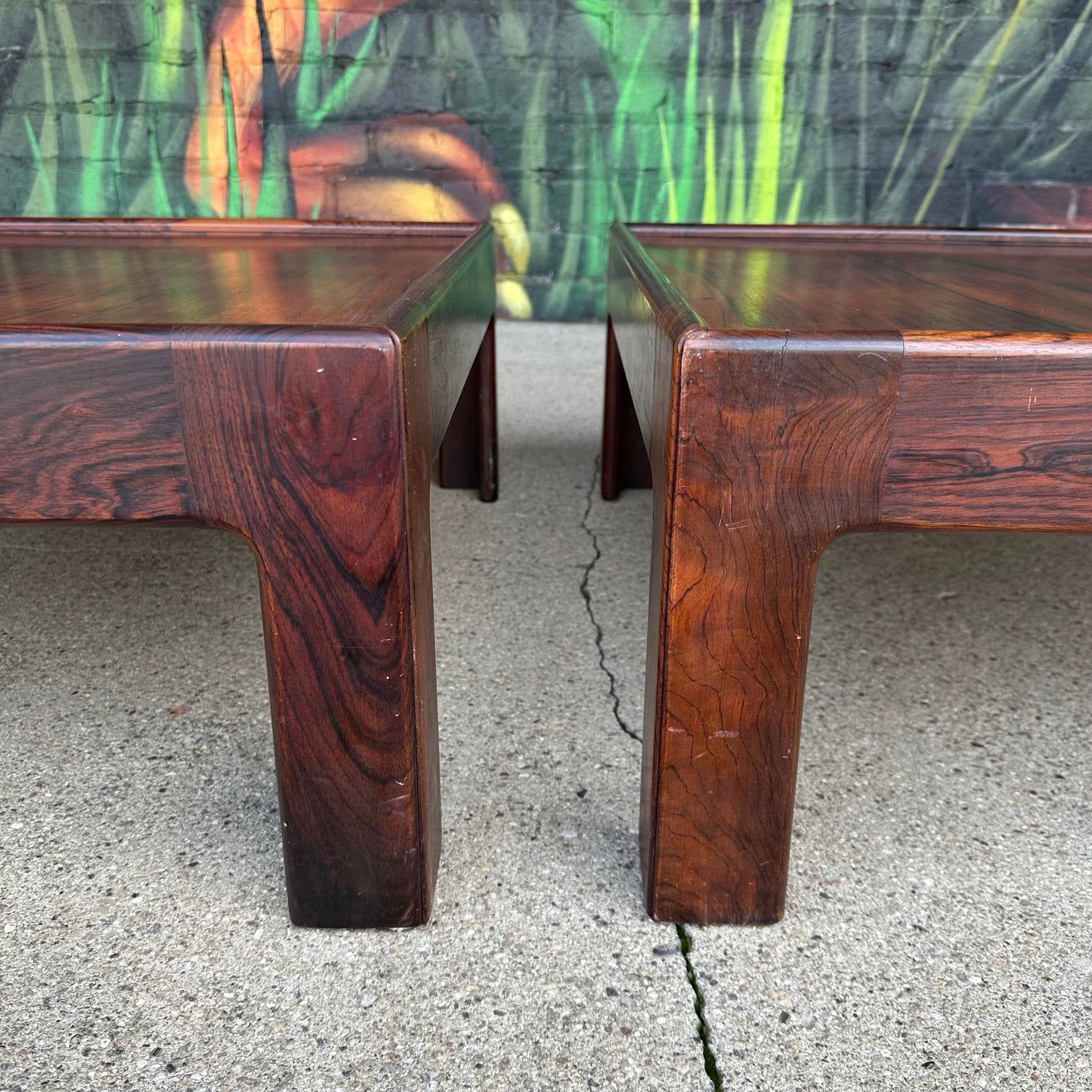 Pair of Danish Mid Century Modern Rosewood Low Profile Side Tables by Neils Eilersen for Illum Wikkelso