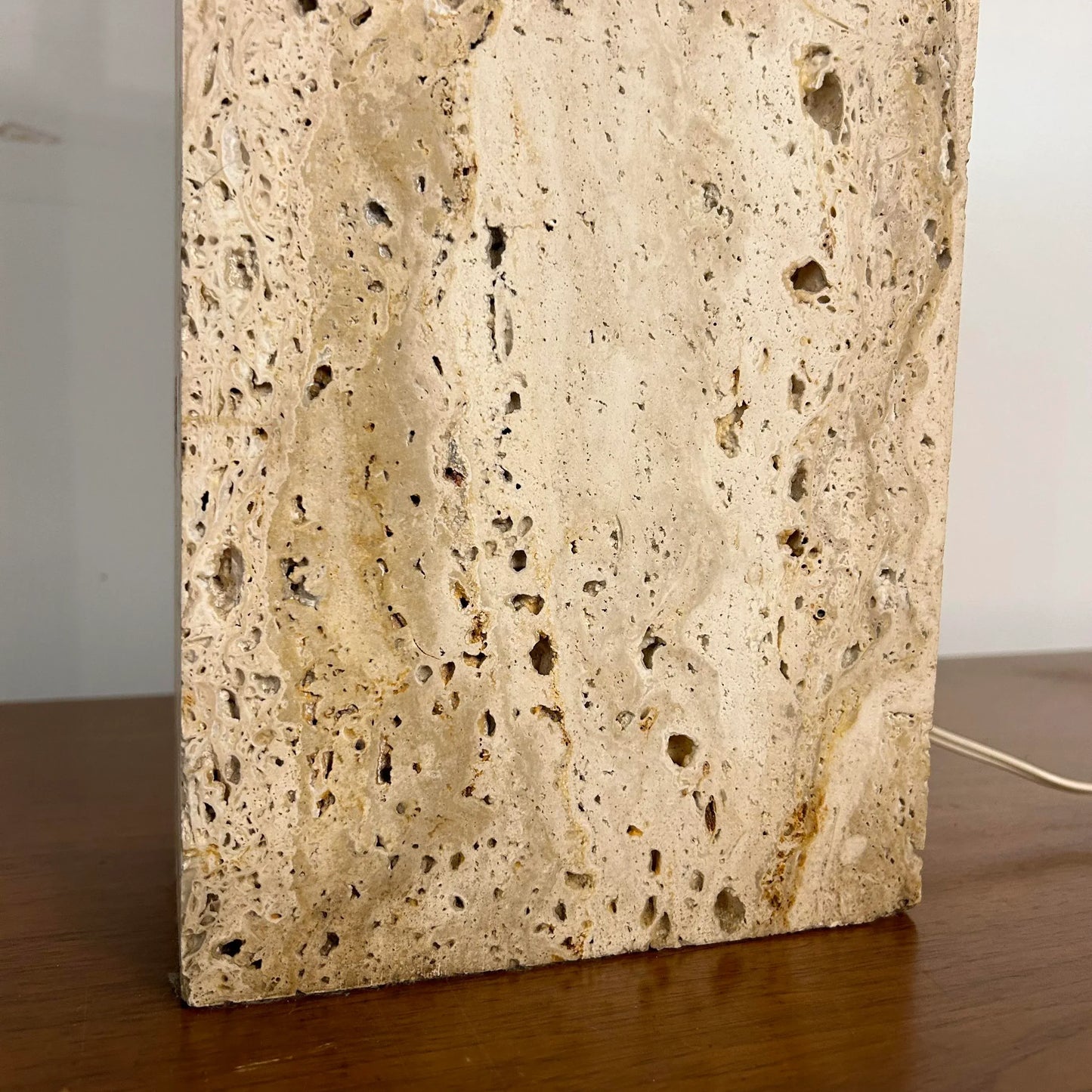 Robsjohn Gibbings Style Travertine Marble Table Lamp