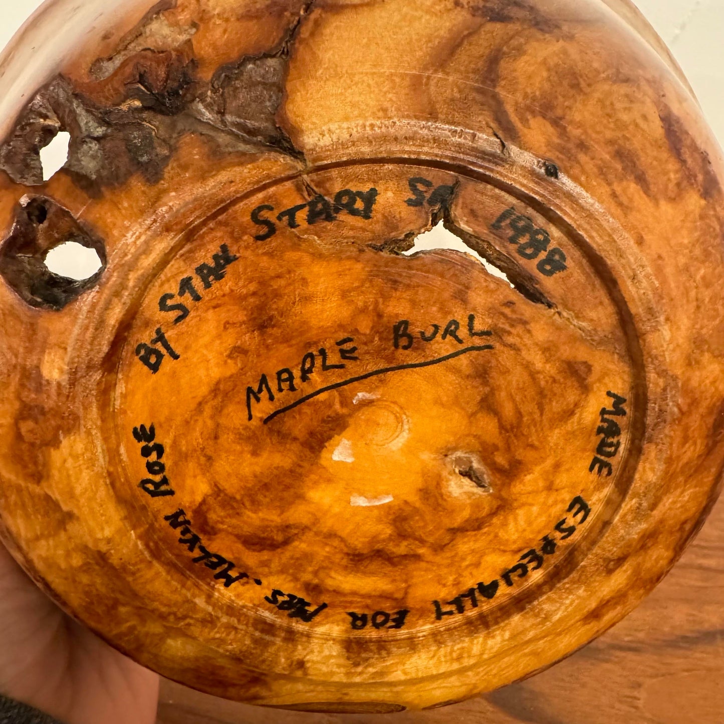 Burled Maple Wood Turn Bowl by Stan Stary for Melvin Rose