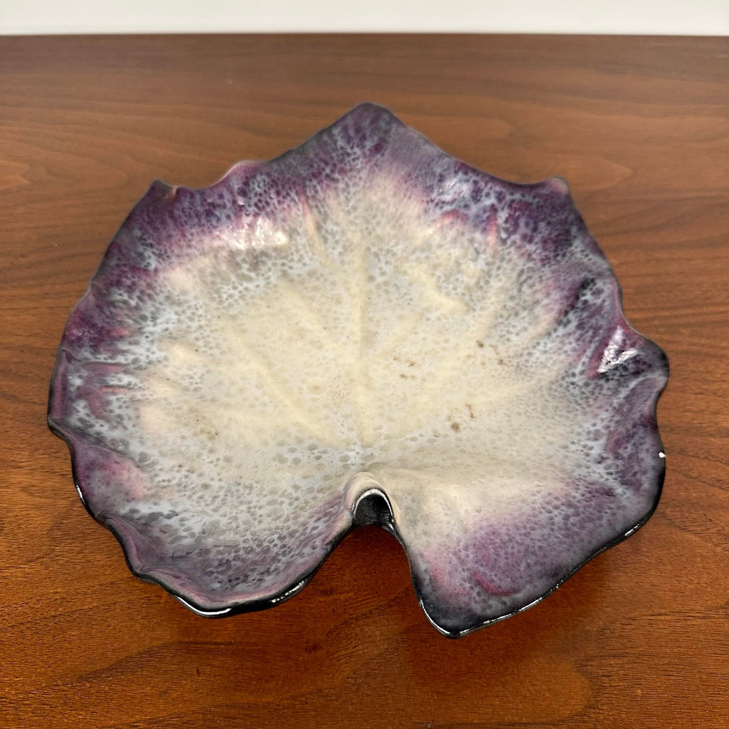 Leaf Shaped Dish in Glazed Stonewar by Pol Chambost, France, 1940s