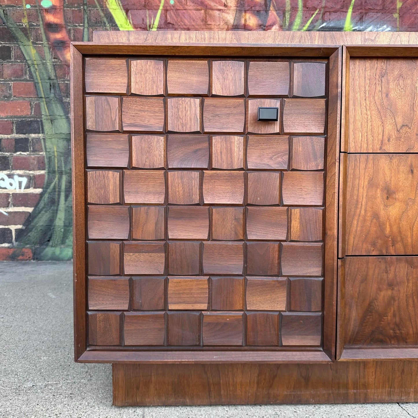 Mid-Century Modern Tobago Canadian Brutalist 9-Drawer Lowboy Dresser