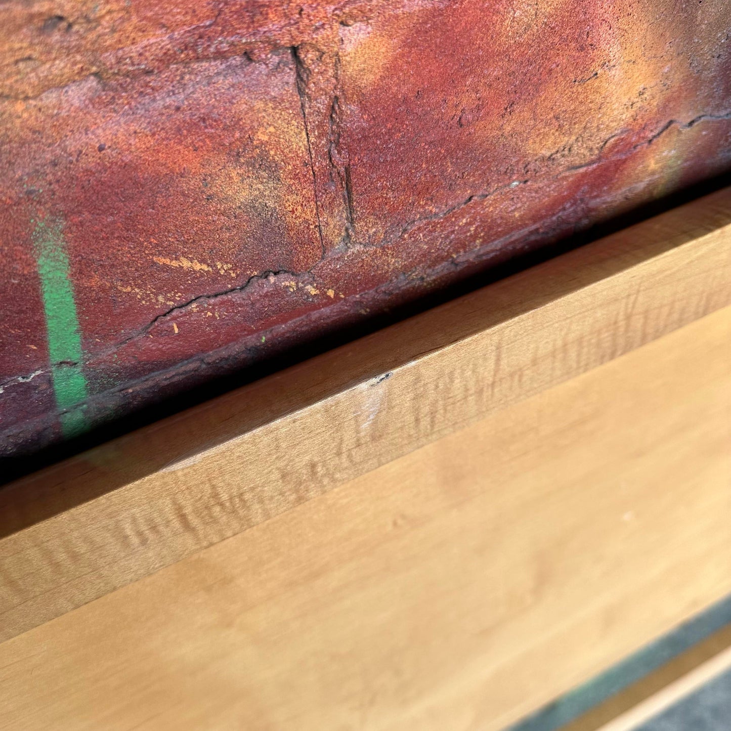 Romweber Mid-Century Mod Bird's-Eye Maple Smoke Glass Queen Headboard