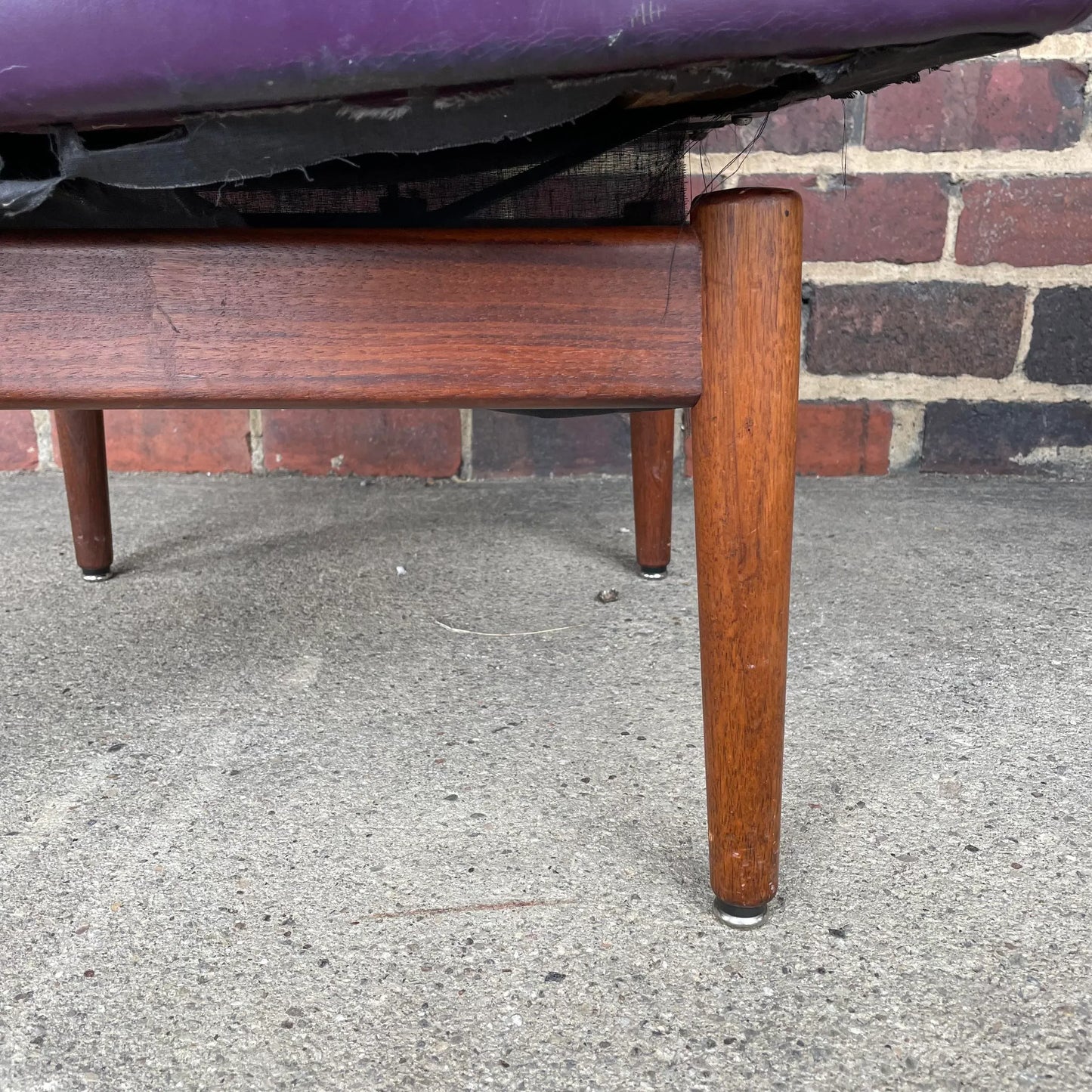 Jens Risom Swivel Base Arm Chairs Purple Leather