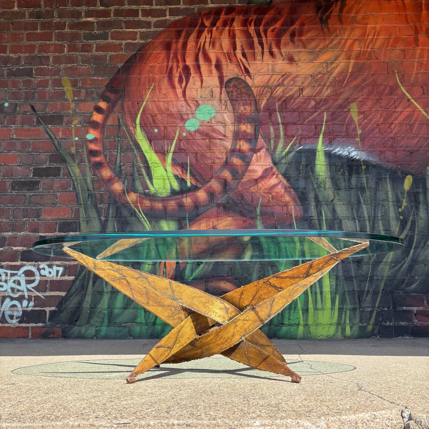 Mid Century Modern Silas Seandel Style Brutalist Torch Cut Cocktail Coffee Table