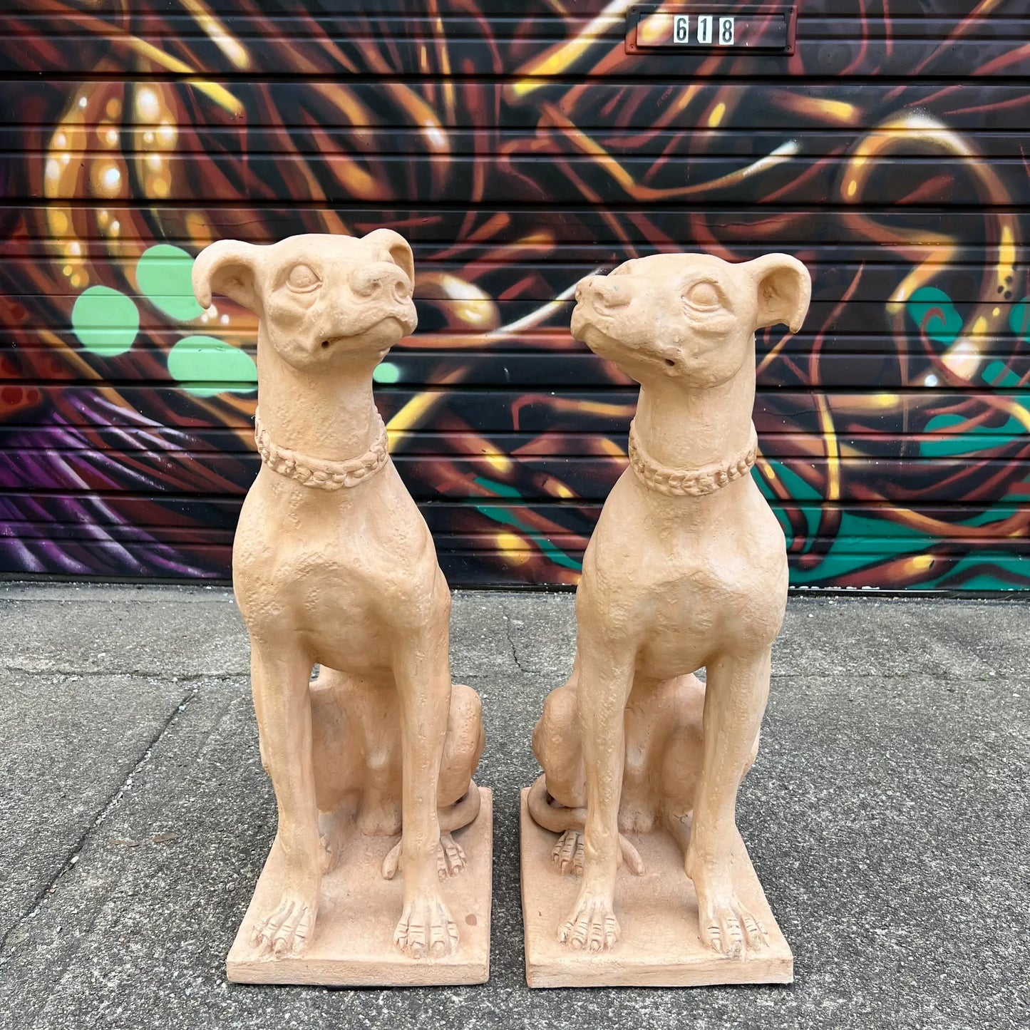 Pair of Italian Terracotta Greyhound Statues
