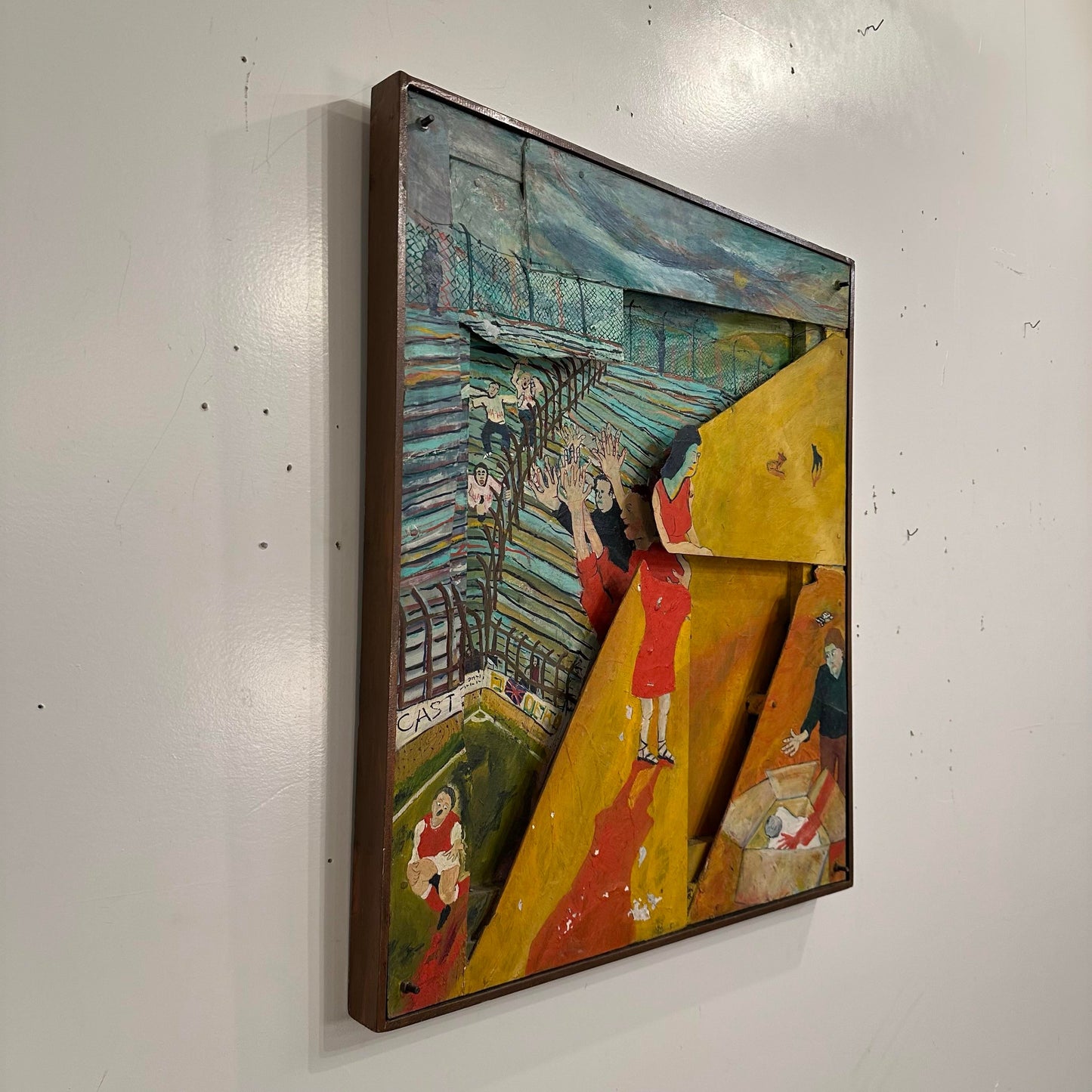 R W Multi Dimensional Modernist Surreal Painting Assemblage Figures