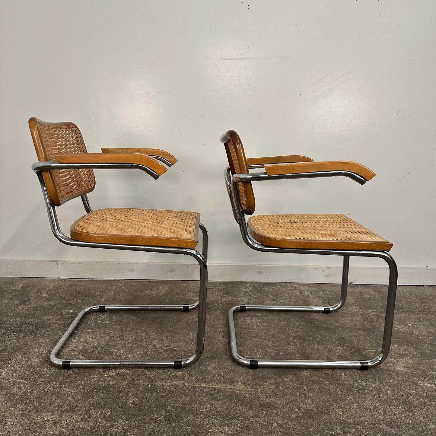 Set of 8 Marcel Breuer for Knoll Cesca Dining Arm Chairs Made in Italy