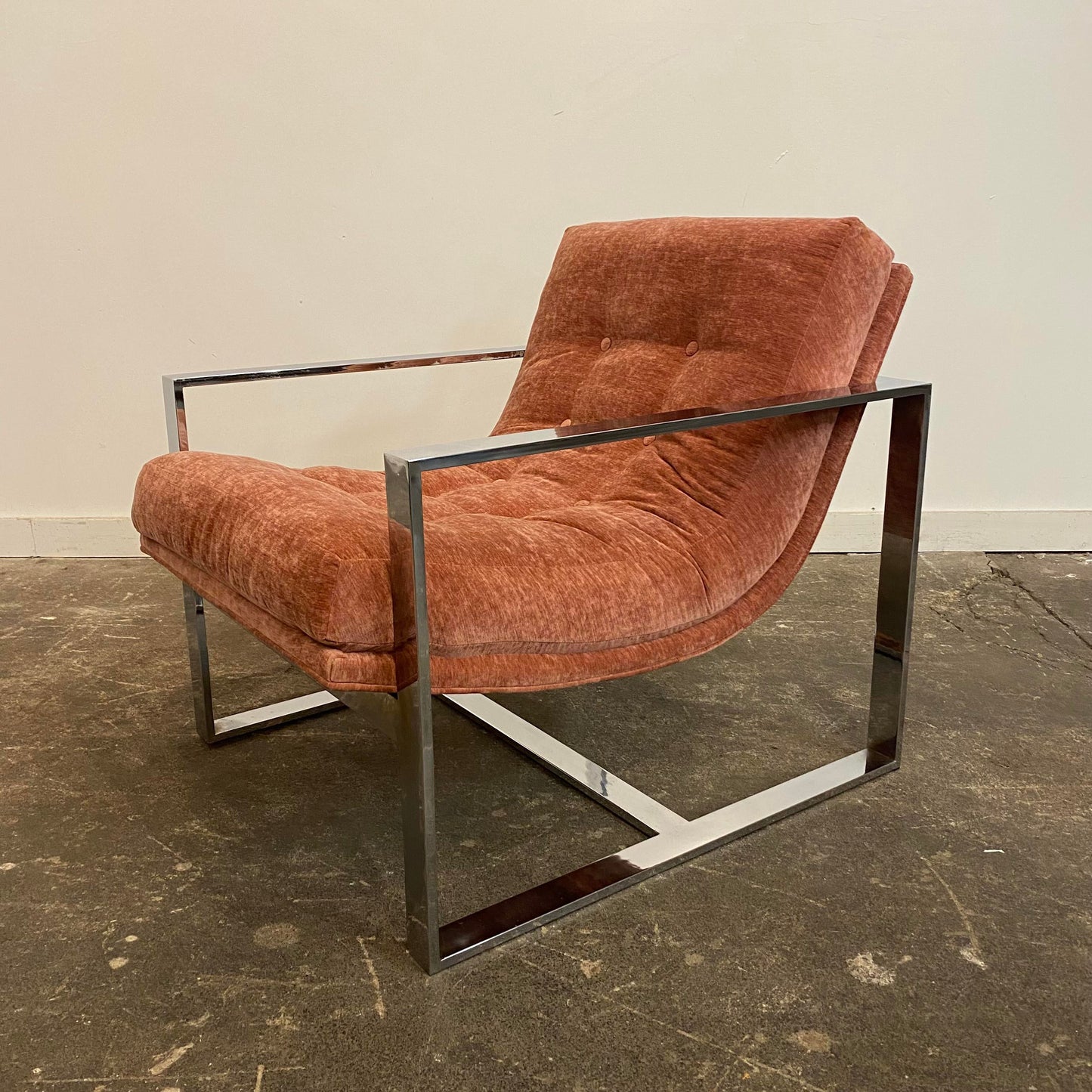 Mid-Century Modern Chrome Base Club Chair
