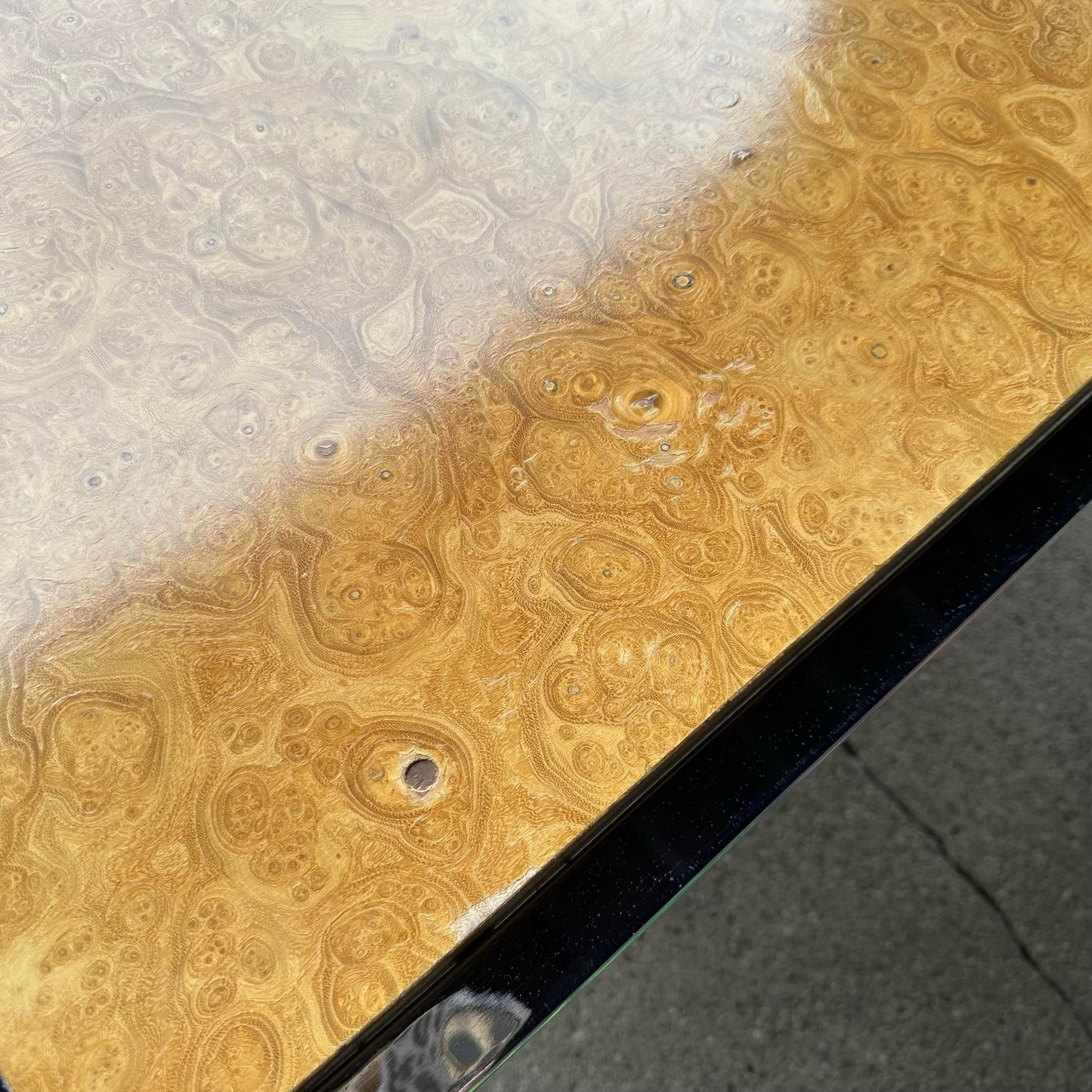 Milo Baughman for Thayer Coggin Olive Wood Burl and Chrome Coffee Table