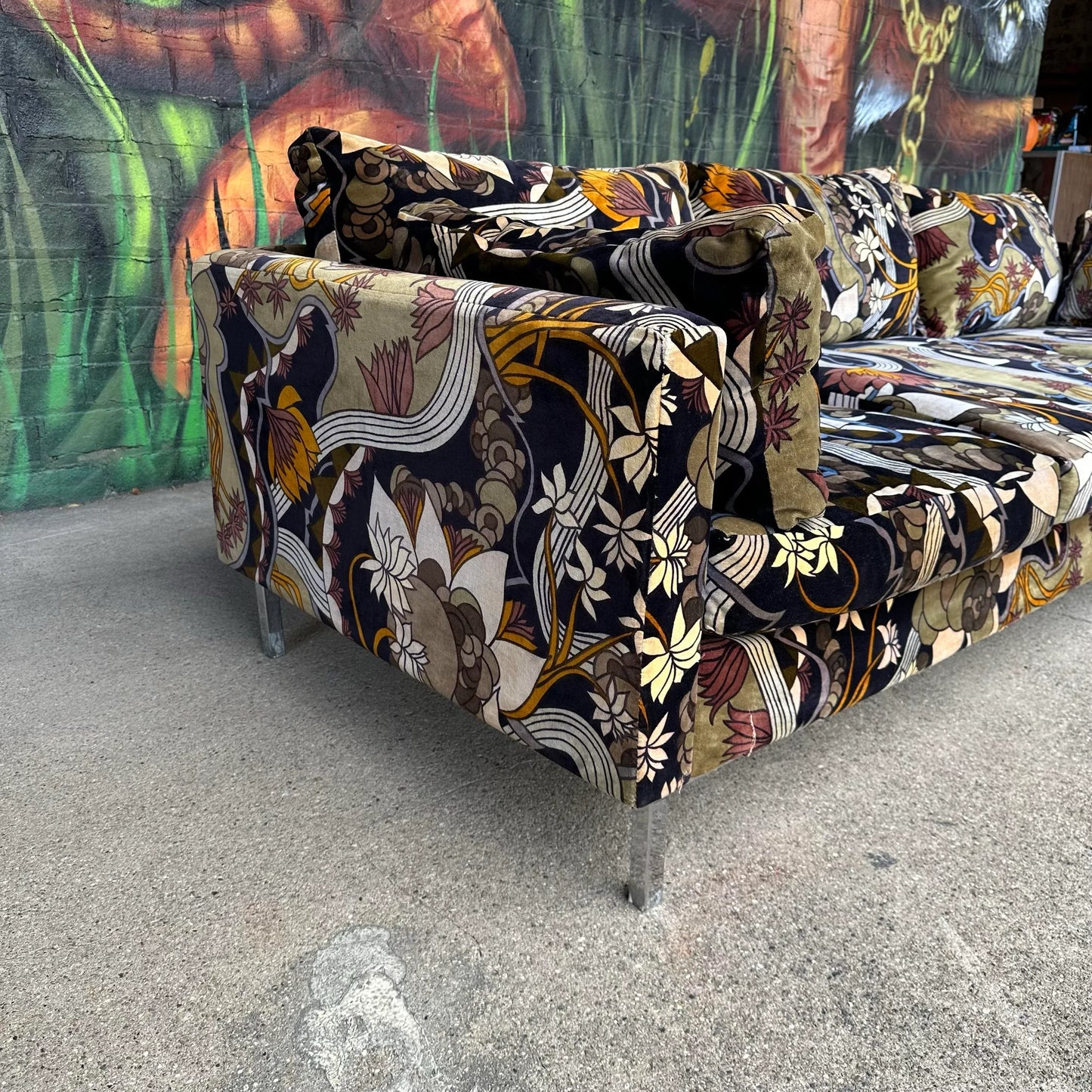 Adrian Pearsall for Craft Associates Sofa With Jack Lenor Larsen Fabric