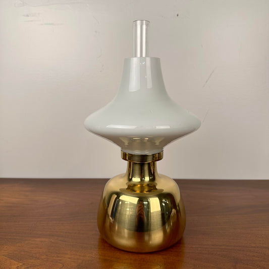 Drastic New Danish Louis Poulsen & Co. Petronella Oil Lamp by Henning Koppel Glass and Brass