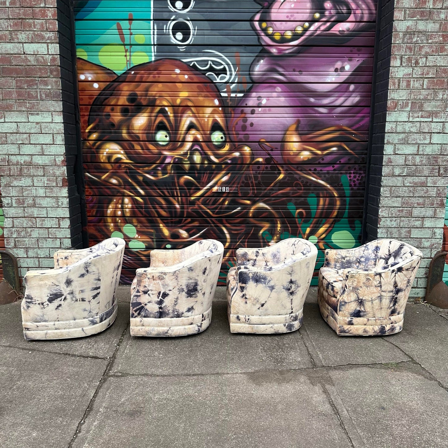 Mid Century Modern Henredon Swivel Barrel Back Lounge Chairs