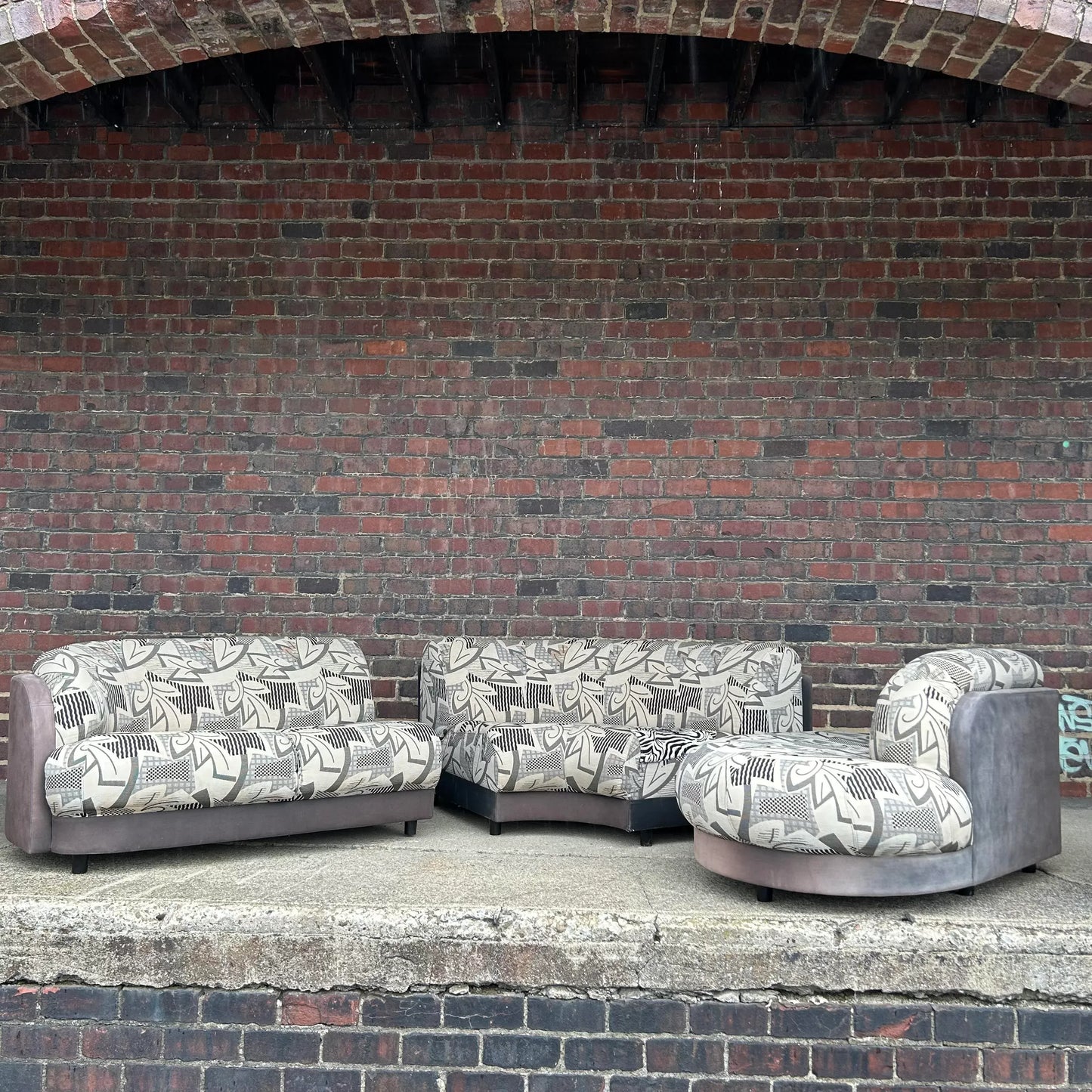 3 Piece Kagan Style Curved Sofa