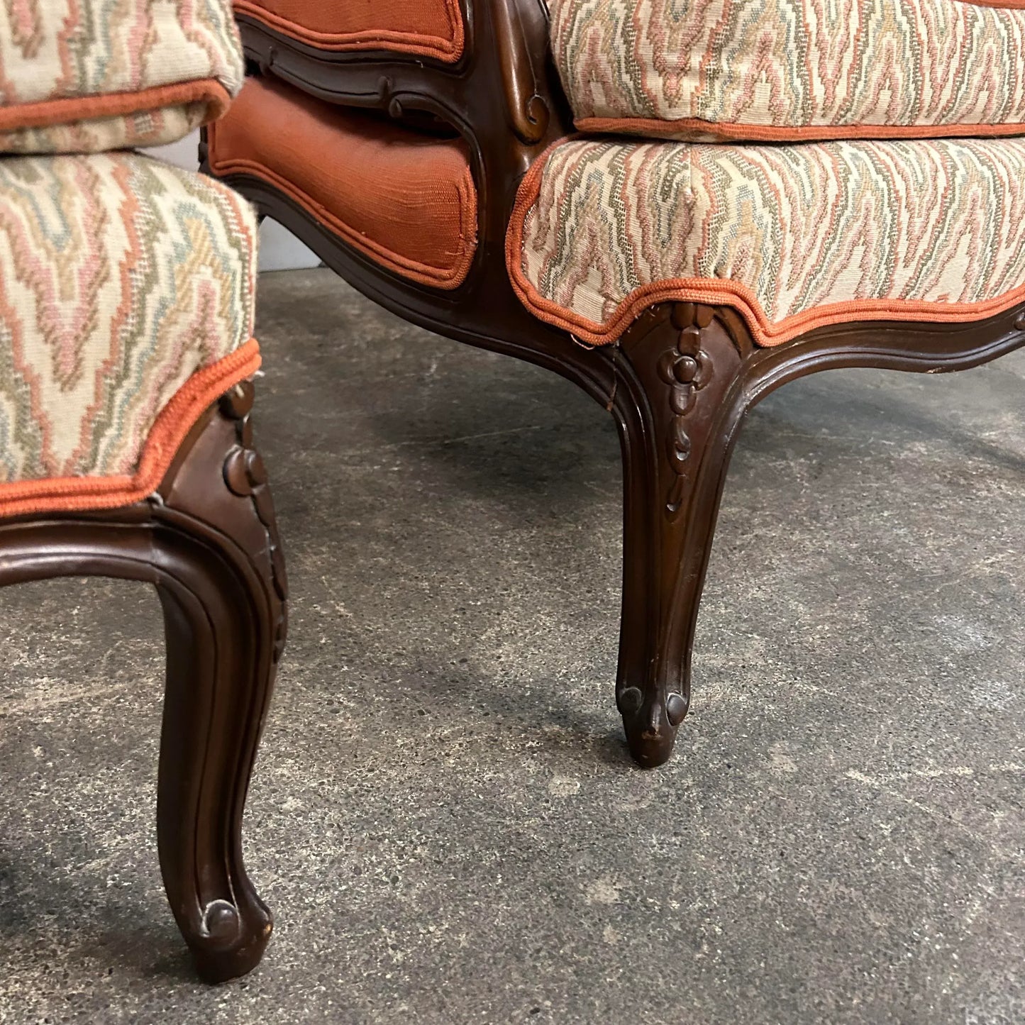 Pair of Antique Wing Back Club Chairs French Provincial