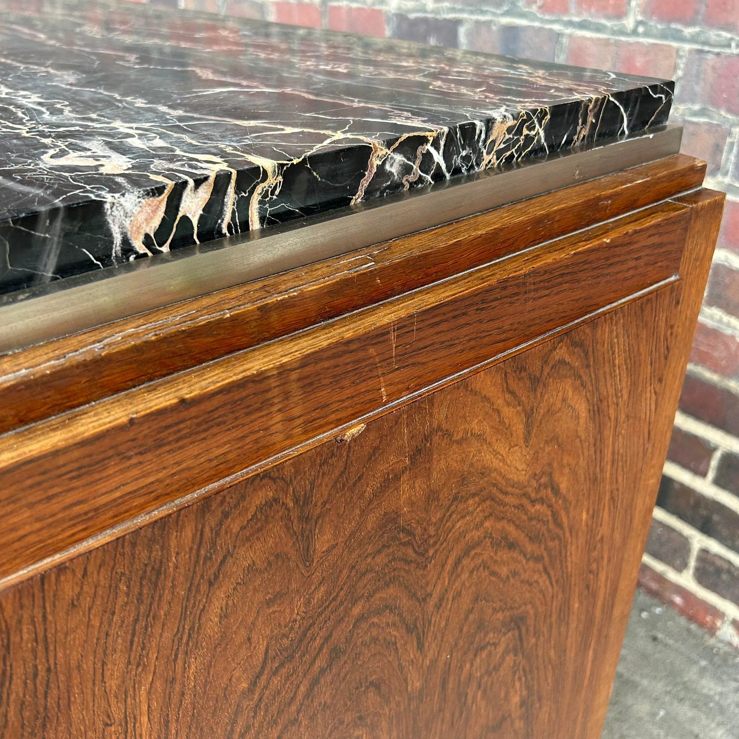 Early 20th Century Rosewood and Marble Bar by Jules Cayette