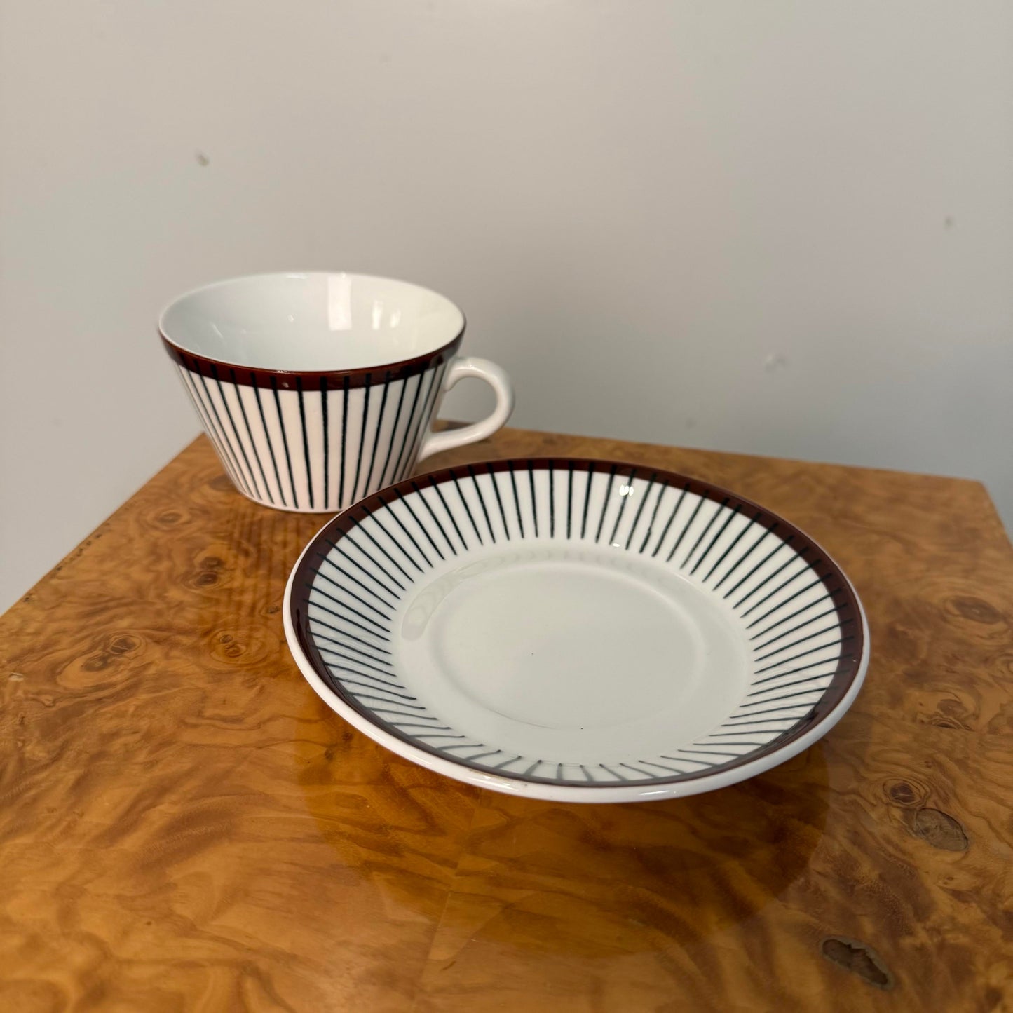 Stig Lindberg "Spisa Ribb" Coffee Cup With Saucer Gustavsberg Sweden