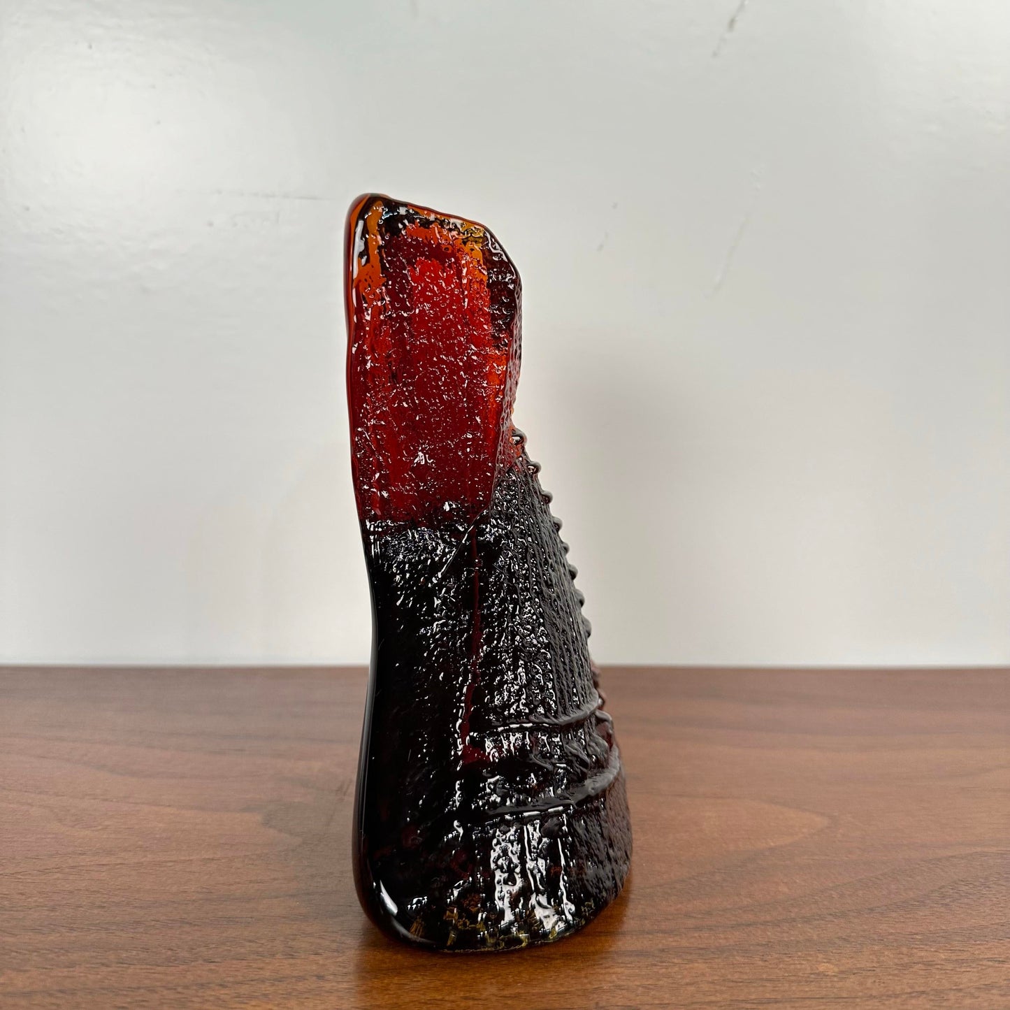 Vintage Blenko Glass Bookend Tepees Native American Amber