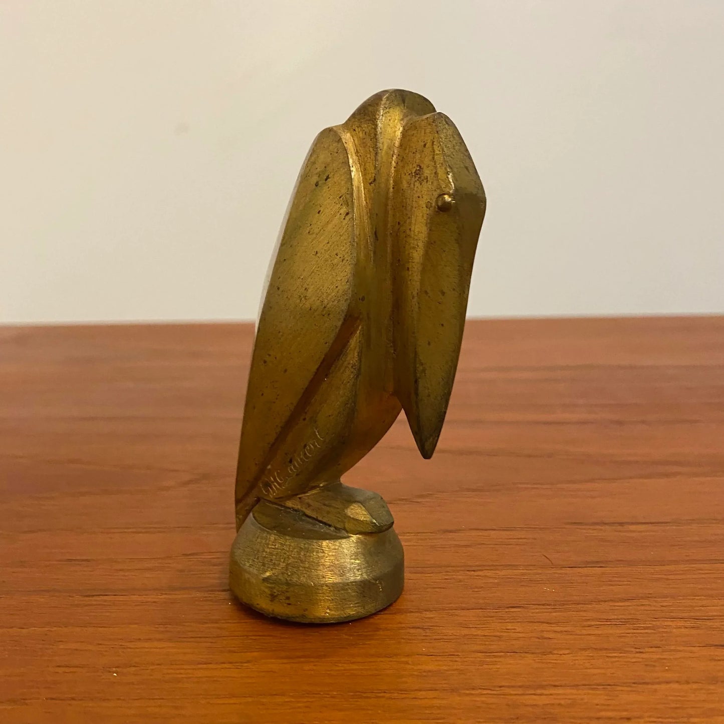 Brass Cubist Pelican Sculpture Topper by g.h Laurent France